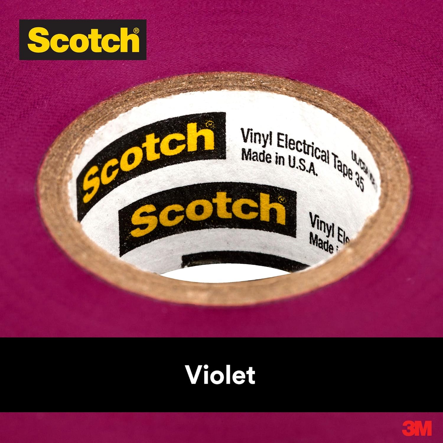 Scotch Cinta eléctrica de codificación de colores de vinilo 35, 34 in x 66 pies, violeta, 10 rolloscartón, 100 rolloscaja
