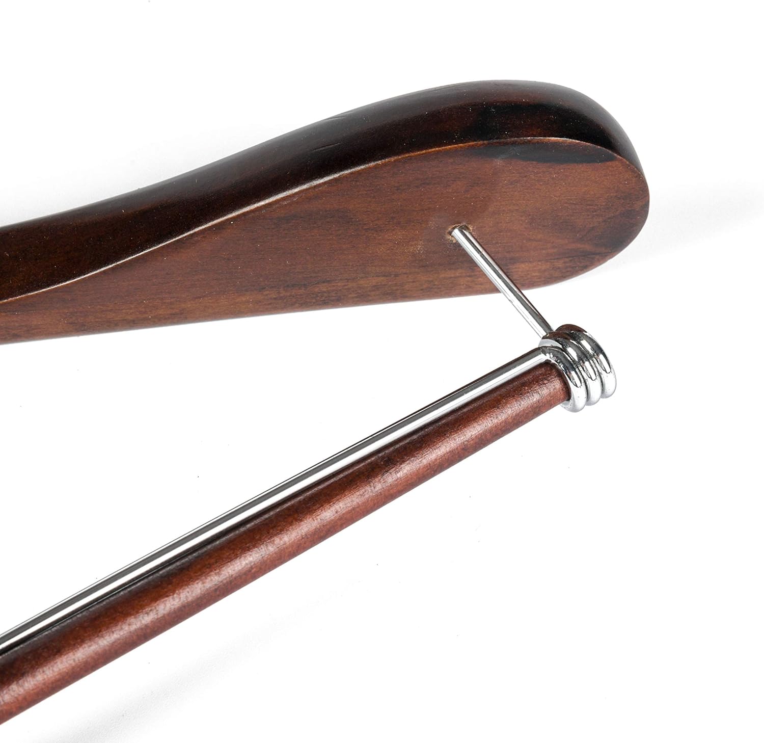 Perchas de madera de lujo con hombros anchos, paquete de 2 unidades, con barra de bloqueo, acabado retro suave, colgador de madera para armario,