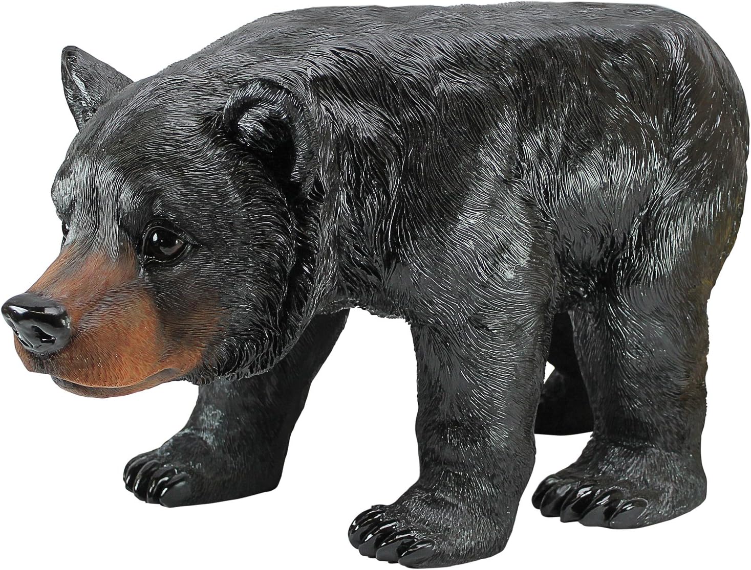 Design Toscano Taburete escultural Black Bear, 8.5 pulgadas de profundidad x 19.5 pulgadas de ancho x 11 pulgadas de alto, acabado a todo color