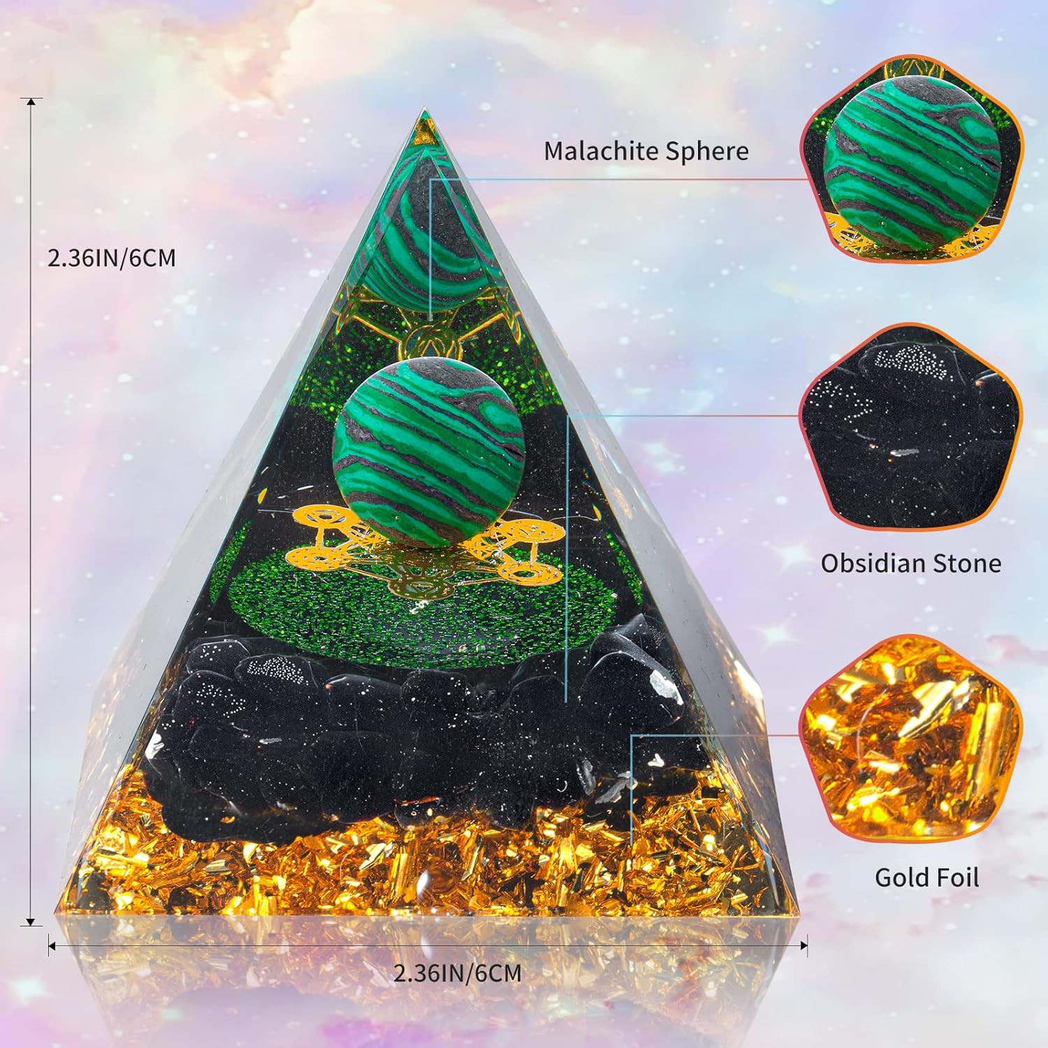 Orgone Pyramid Crystal Healing Stone Energy Generator Healing Crystals Chakra Crystal Healing Meditation Crystal Sphere Orgonite Crystal Pyramid