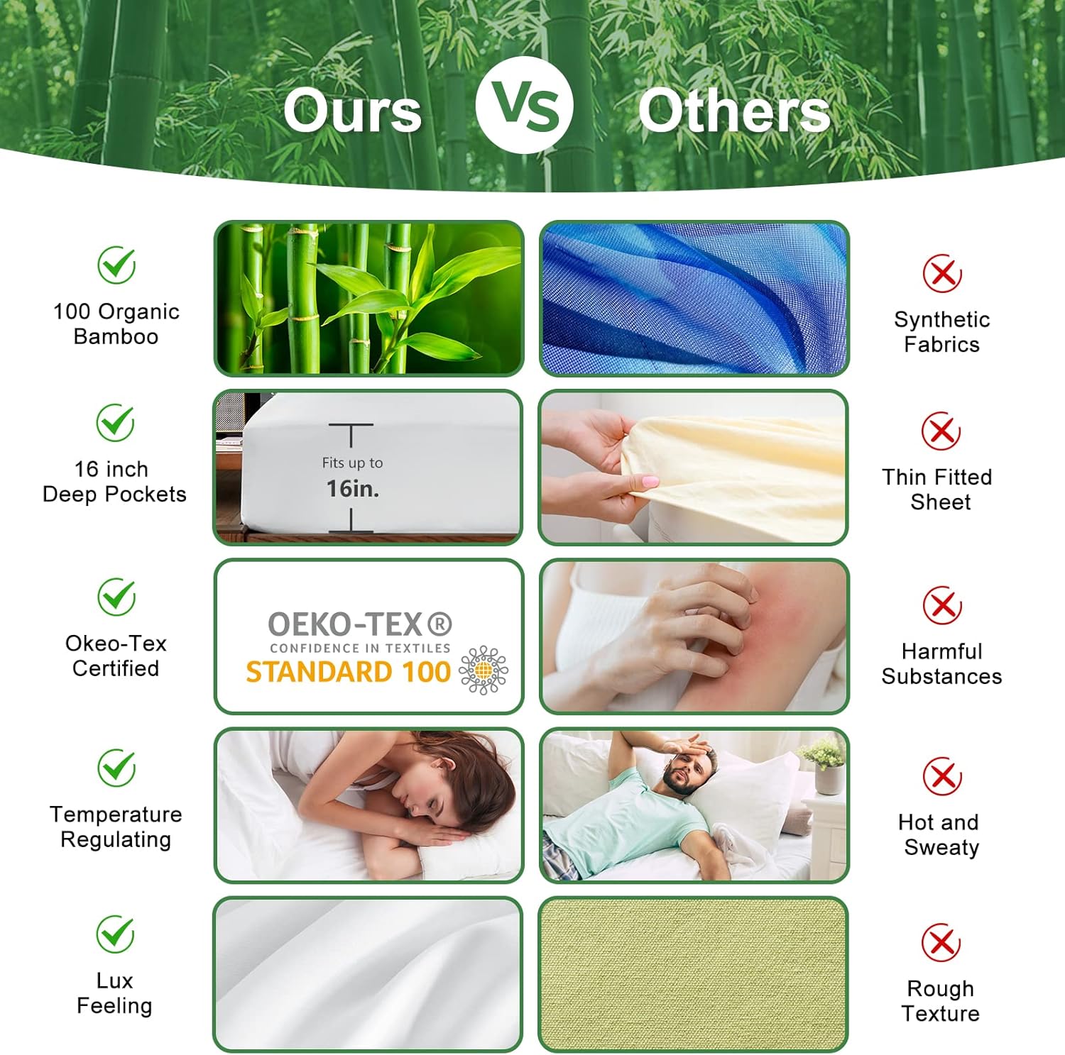 CozyLux Sábanas de bambú tamaño individual, viscosa de bambú orgánico, certificado Oeko-TEX, lujosamente suaves y refrescantes, juego de sábanas
