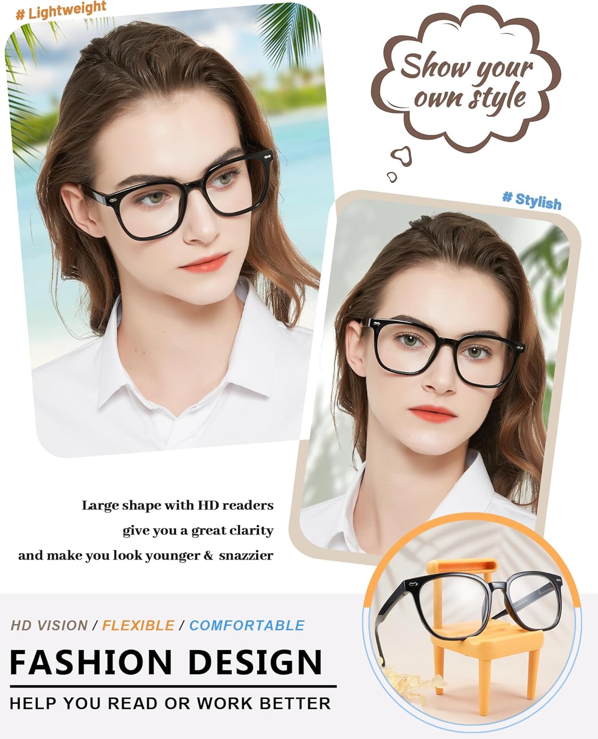 MARE AZZURO Gafas de lectura de gran tamaño para mujer, lectores cuadrados grandes 1.0 1.25 1.5 1.75 2.0 2.25 2.5 2.75 3.0 3.5 4.0 5.0 6.0
