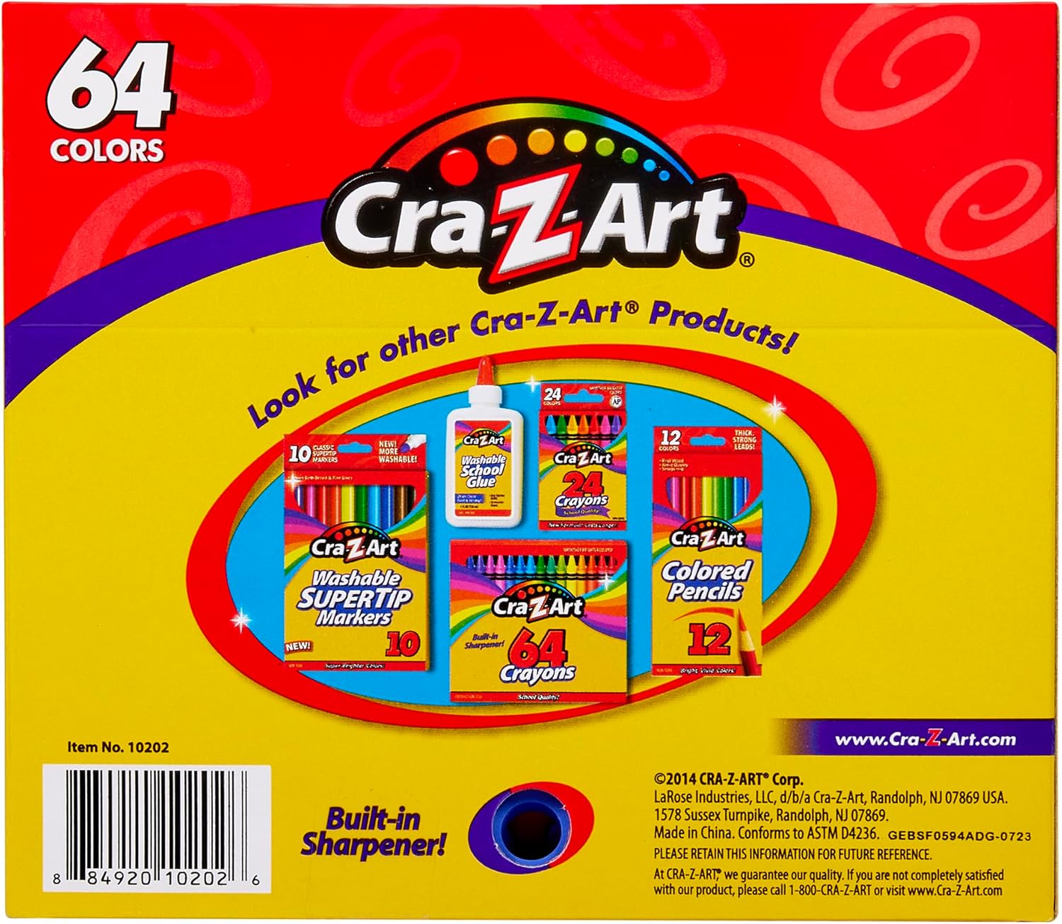 Cra-Z-Art Crayones de colores, 64 colores surtidos, 64 unidades (10202WM16)