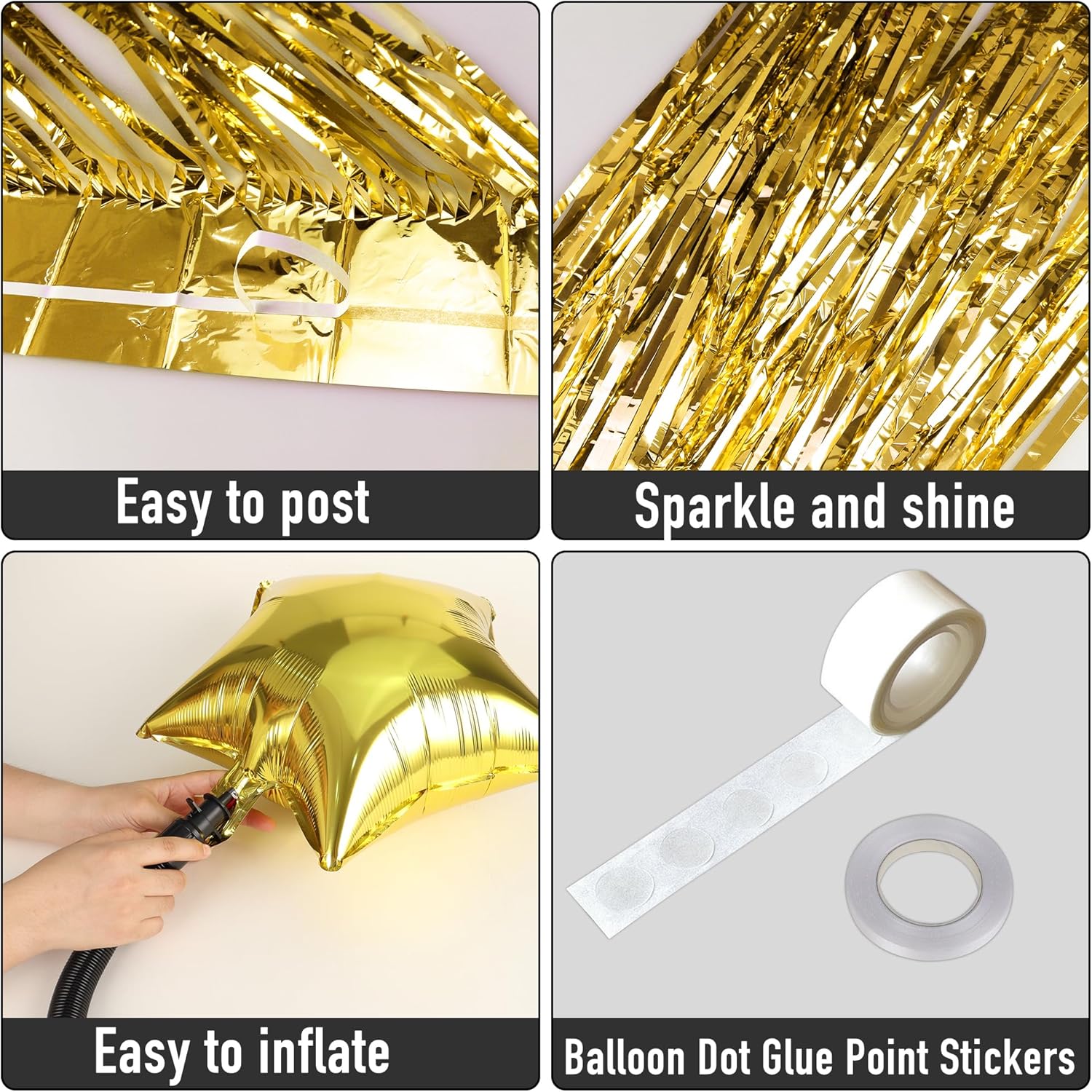 Yawagor – Suministros para fiesta de Año Nuevo 2024, 42 decoraciones doradas para fiestas de Año Nuevo, juego de globos de aluminio de 36 pulgadas,