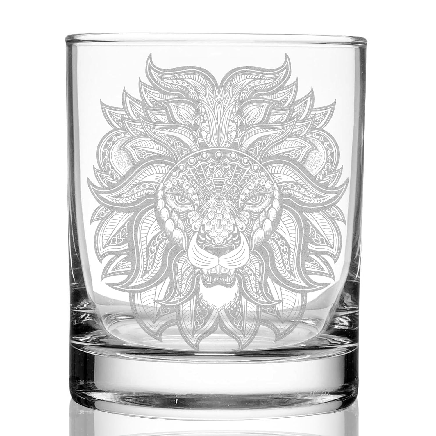 MYSTIC LION Engraved Whiskey Rocks 11.5oz Glass  Inspired by Nature Animals Creatures  Great Unique Drinking Gift Idea!