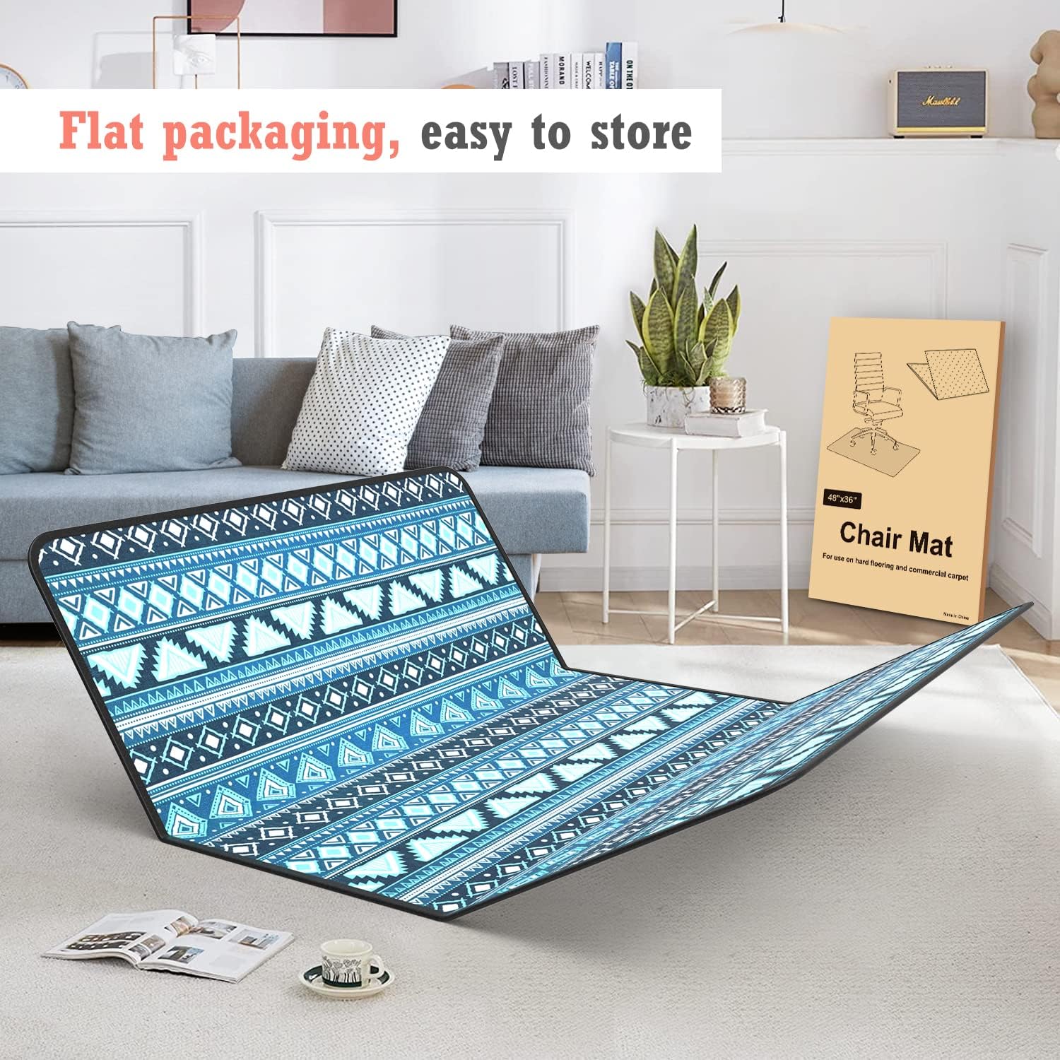 Tapete resistente para silla de oficina para alfombras y suelos de madera dura, 48 x 36 pulgadas, tapete de piso de alta calidad, tapete para silla