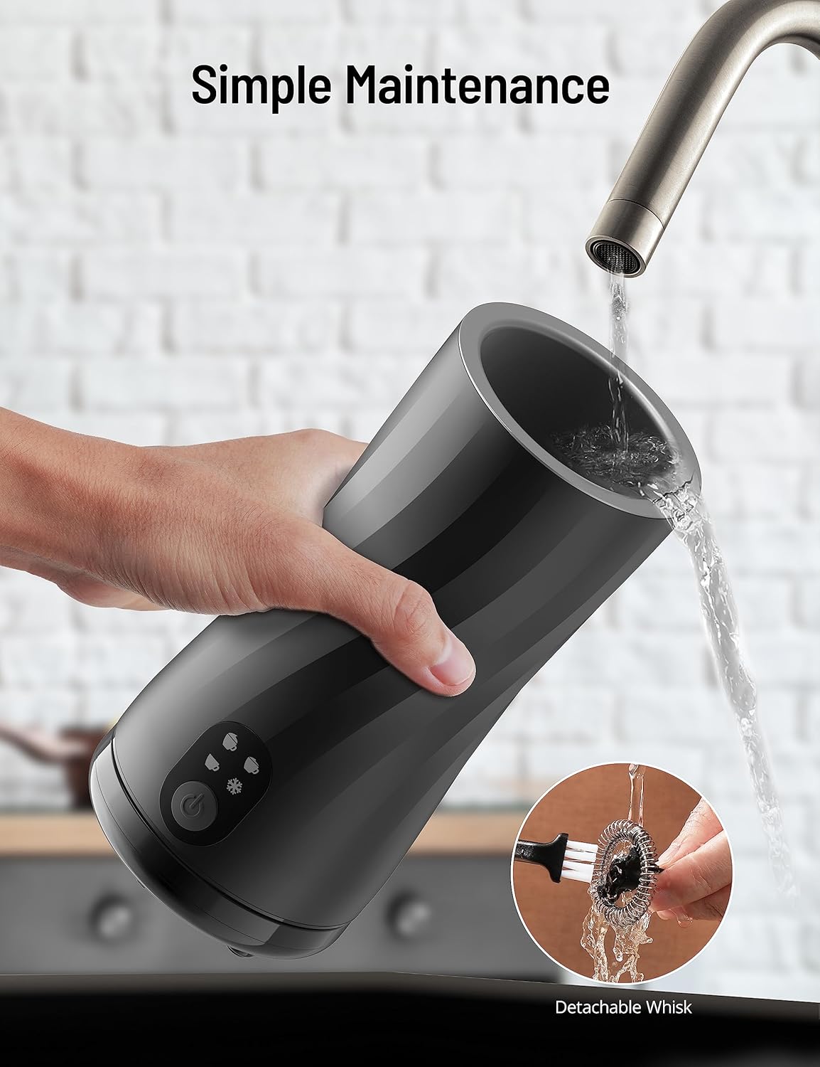 Symdral Espumador de leche, espumador de leche 4 en 1 y vaporizador, máquina automática de espuma fría y caliente y calentador de leche, con apagado