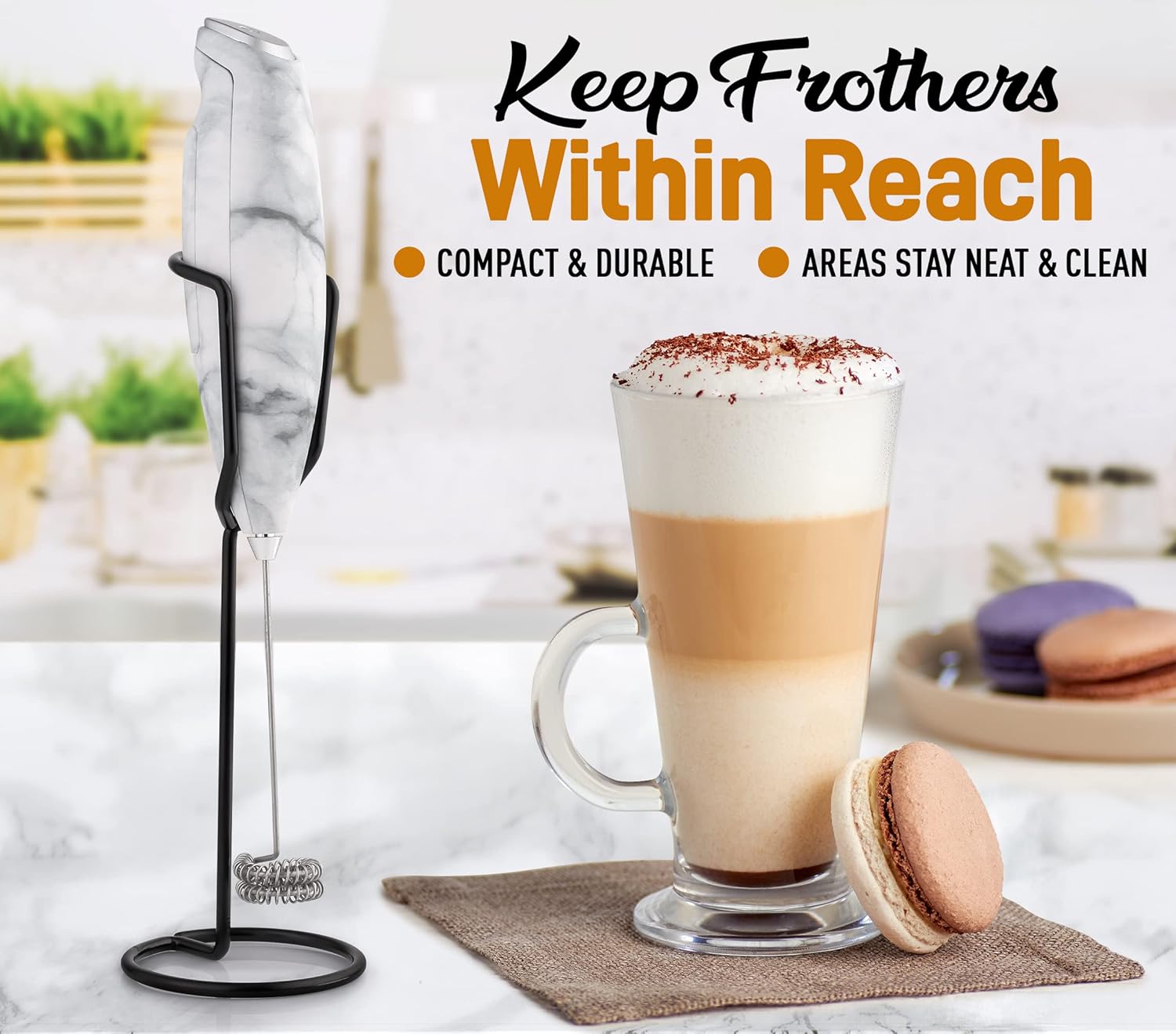Zulay Kitchen Soporte ultra espumador para espumadores de leche, resistente, soporte para espumador de leche premium para múltiples tipos de
