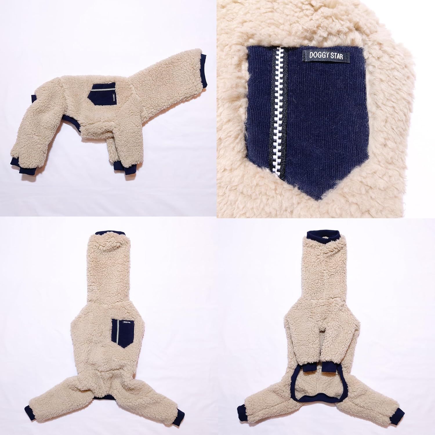Suéter de galgo italiano de cuello alto, traje de vellón cálido, mameluco de forro polar, abrigo para perro (XL, azul marino)