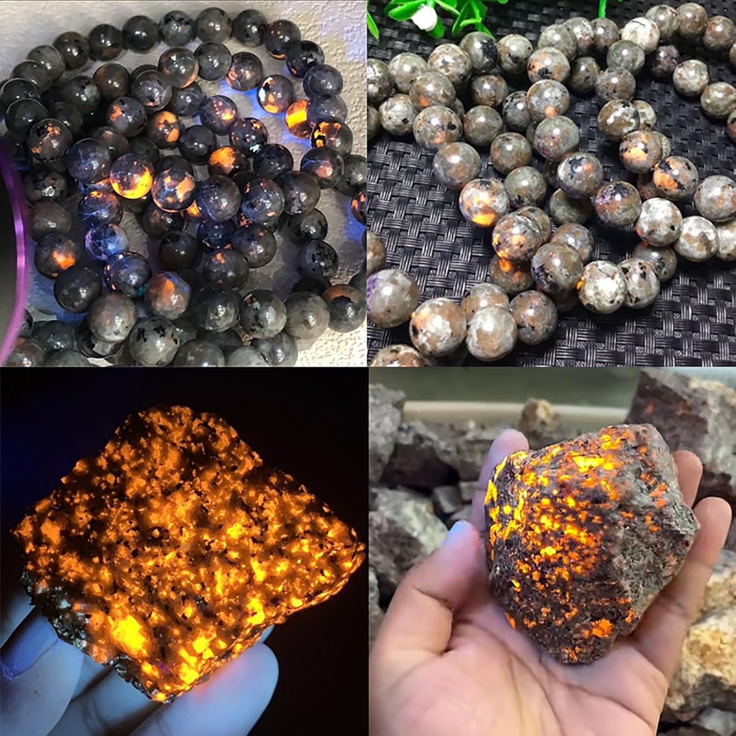 45 cuentas de piedra de Yooperlita de llama natural de 0.315 pulgadas (0.315 in), cuentas redondas de piedra curativa para hacer joyas, pulseras,