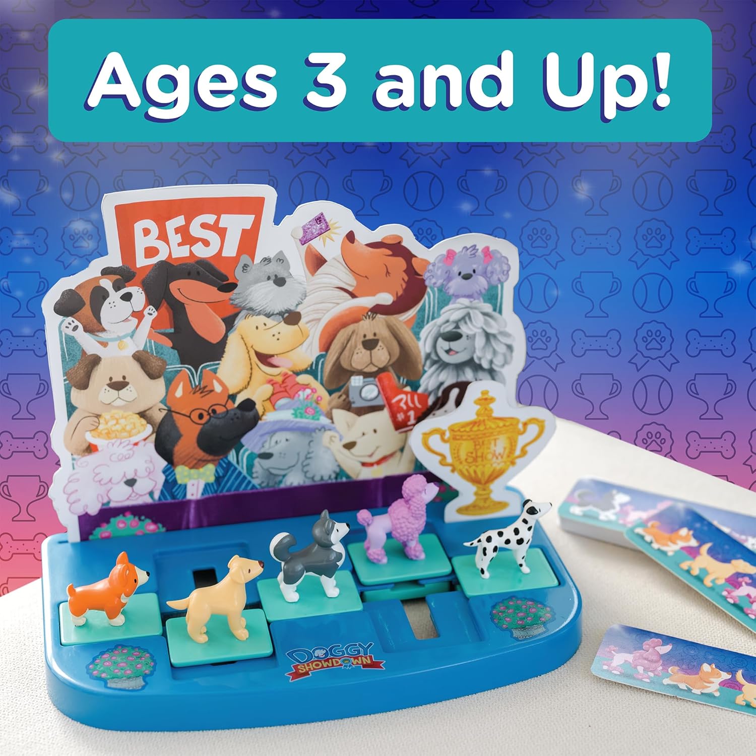 MindWare Juego de lógica de enfrentamiento de perritos, juego de rompecabezas para un jugador, juegos cerebrales portátiles para niños de 3 años en