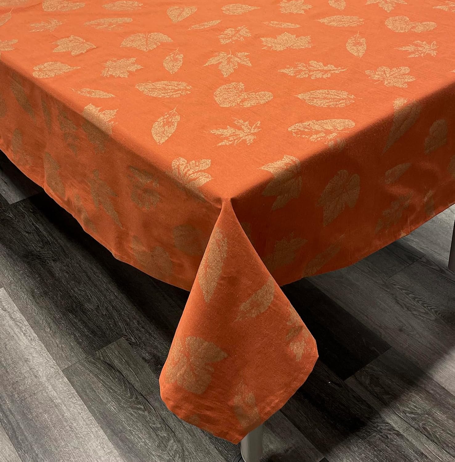 ZENVY Elegante mantel con diseño de lámina de otoño, 60 x 84 pulgadas, fabricado en la India (mantel otoñal)