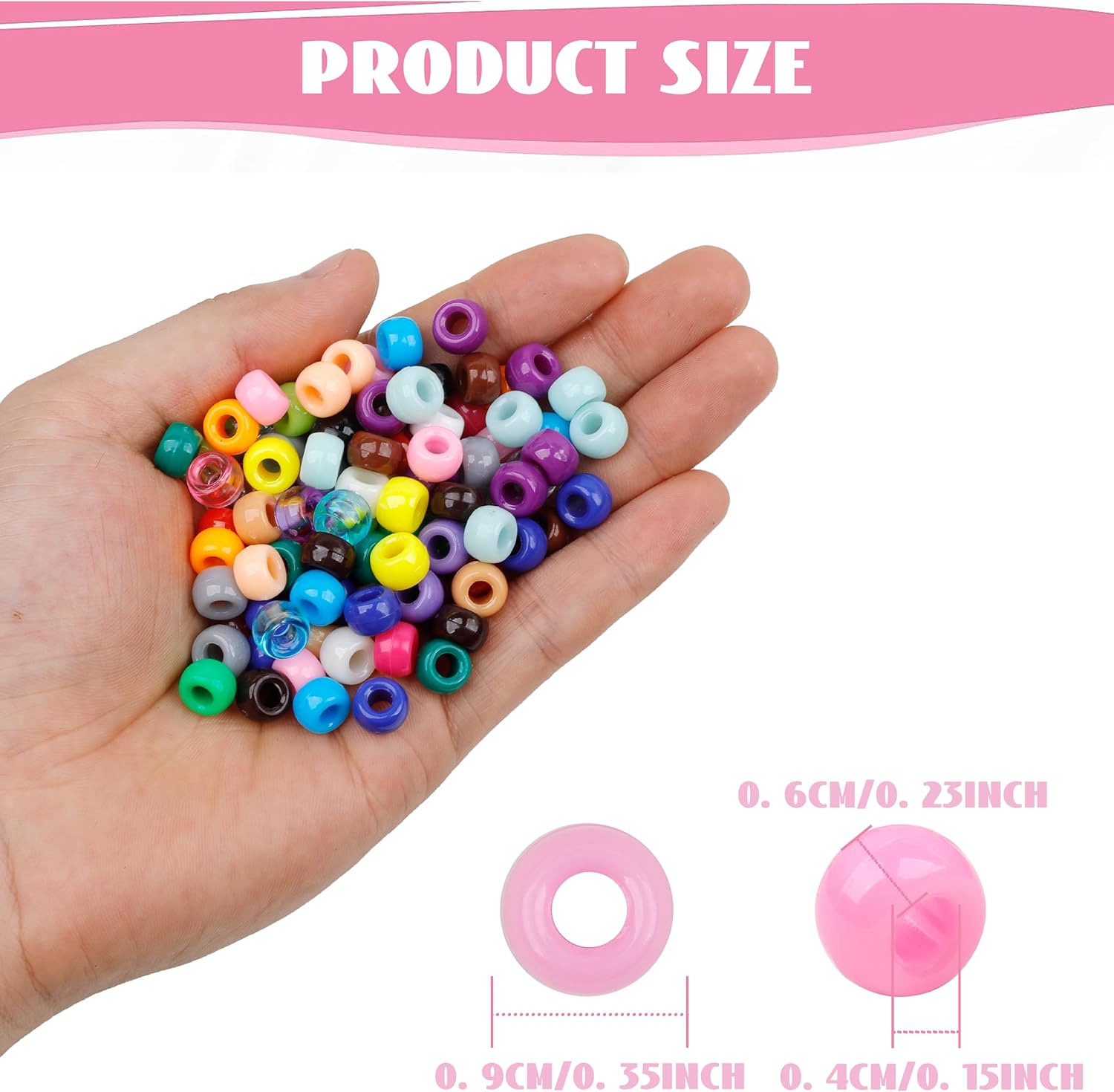 5000 cuentas de poni multicolor de plástico perforadas para manualidades, cuentas de pelo arcoíris a granel para pulseras, collares, suministros de