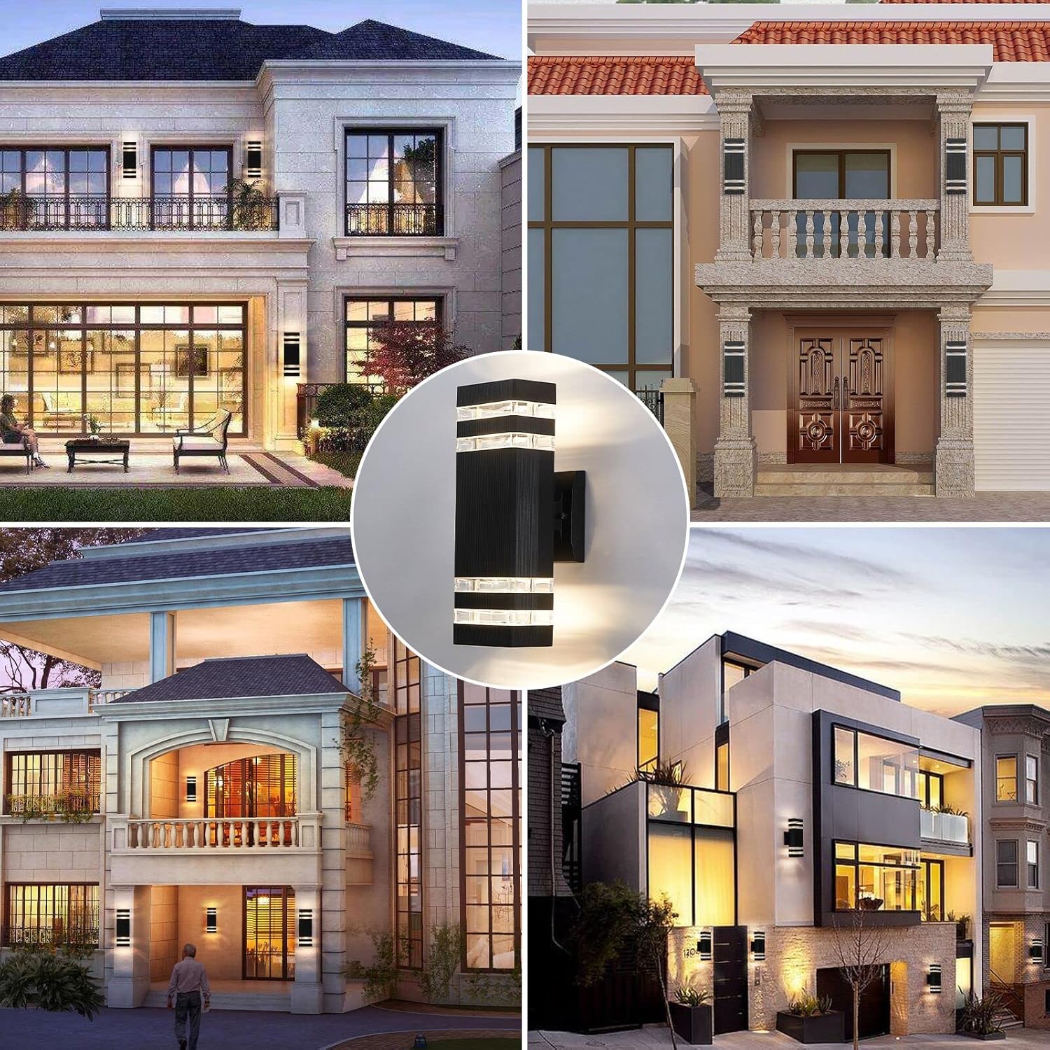 Luces de pared al aire libre del anochecer al amanecer, luz de porche al aire libre para casa, luces modernas para puerta exterior, luces exteriores