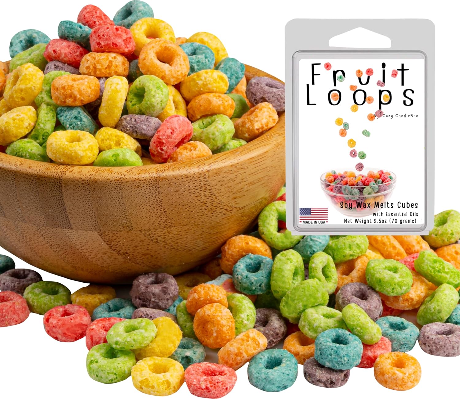 Cera de soja para derretir  Fabricado en Estados Unidos  Acogedores y zesty Zesty Rainbow Fruit Loops Delight Cubos de cera de soja perfumada  4