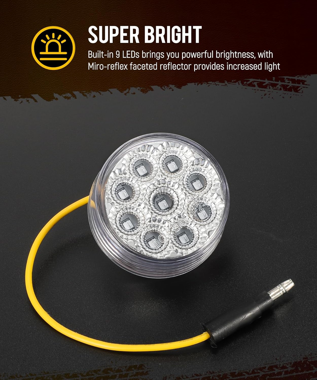 Partsam 10 luces marcadoras redondas de doble revolución de 2 pulgadas, 9 LED, luces laterales ámbar a luces auxiliares azules para camión de