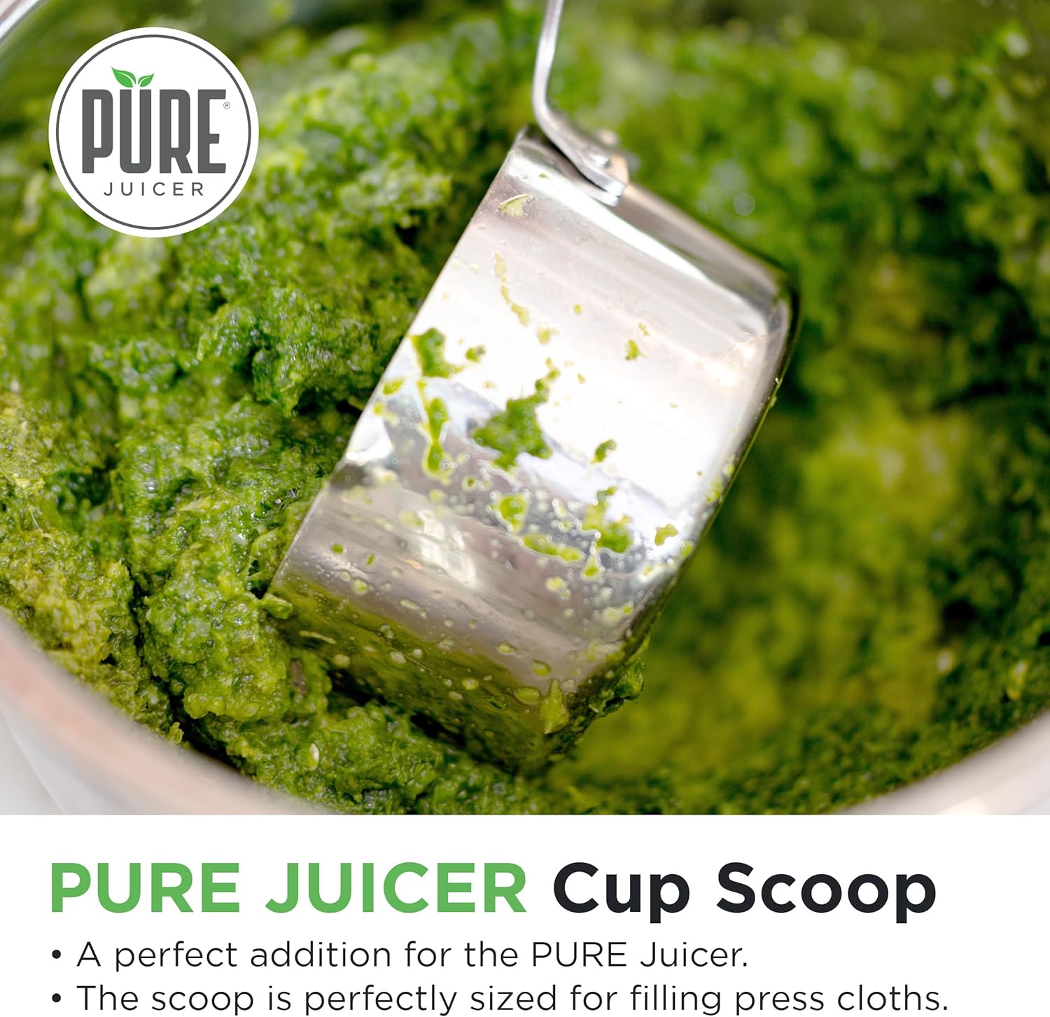 PURE Juicer Cuchara de taza  Taza medidora única de 1.5 tazas12.2 fl oz  Cuchara medidora de acero inoxidable
