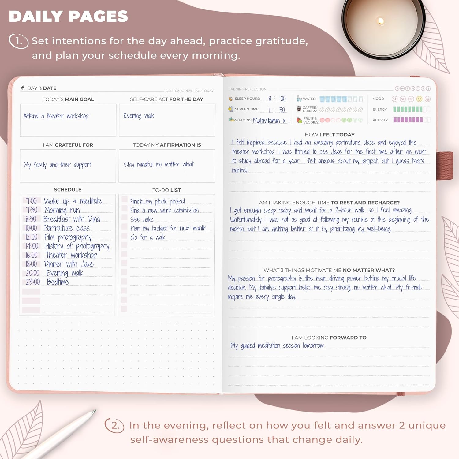 Clever Fox Diario de autocuidado – Cuaderno de reflexión diaria – Planificador de salud mental y desarrollo personal, registro de meditación y