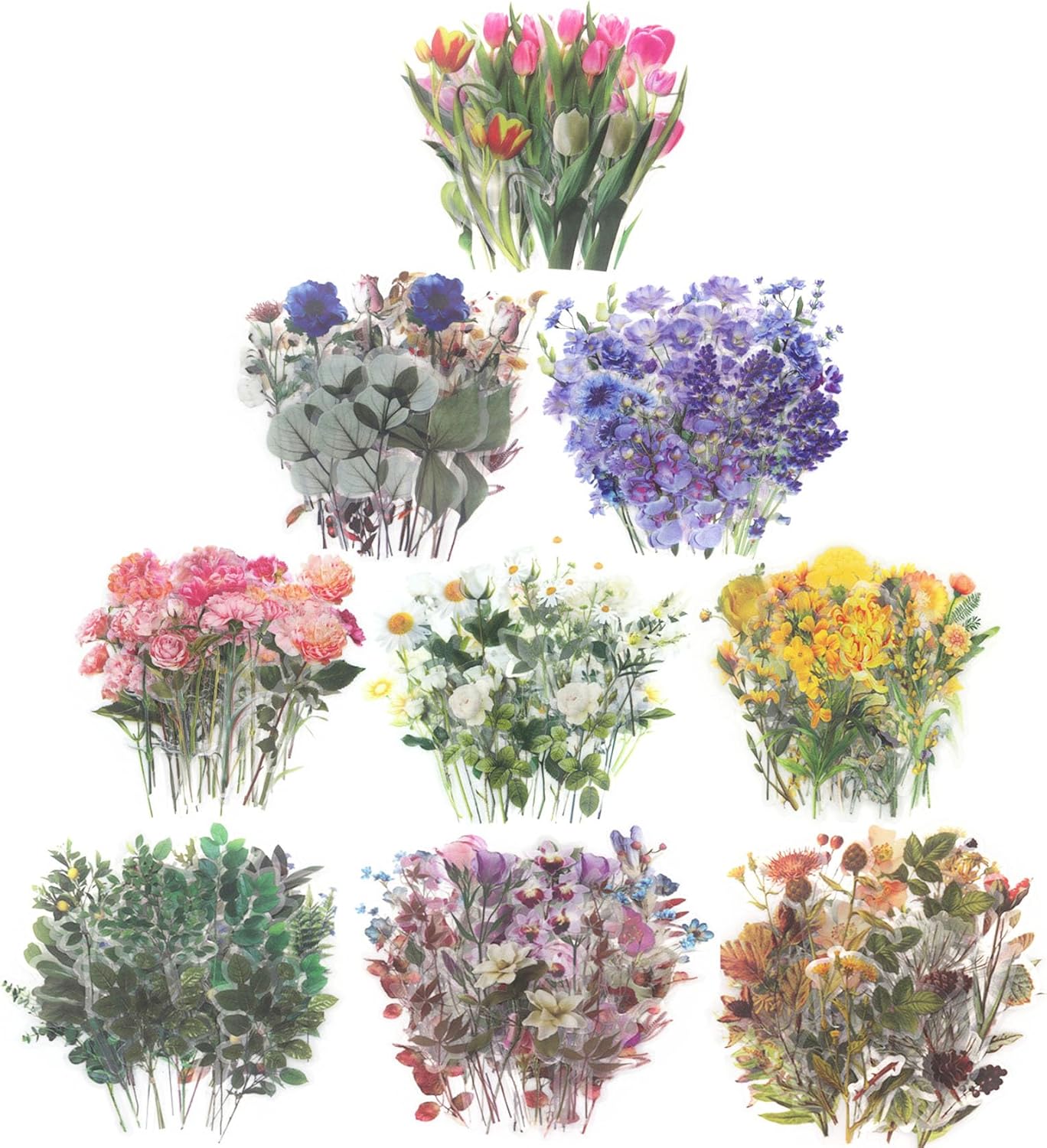 Calcomanías temáticas de flores prensadas, 360 piezas, suministros botánicos florales para álbumes de recortes, calcomanías retro de resina para