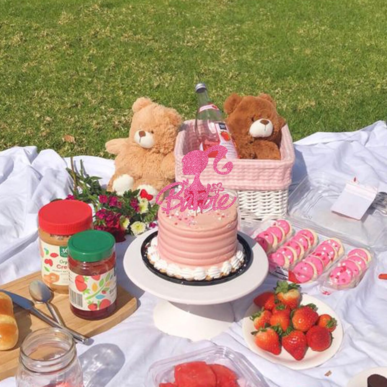 1 paquete de decoración de pastel de princesa con purpurina rosa para baby shower, despedida de soltera, boda, boda, temática de princesa, fiesta de