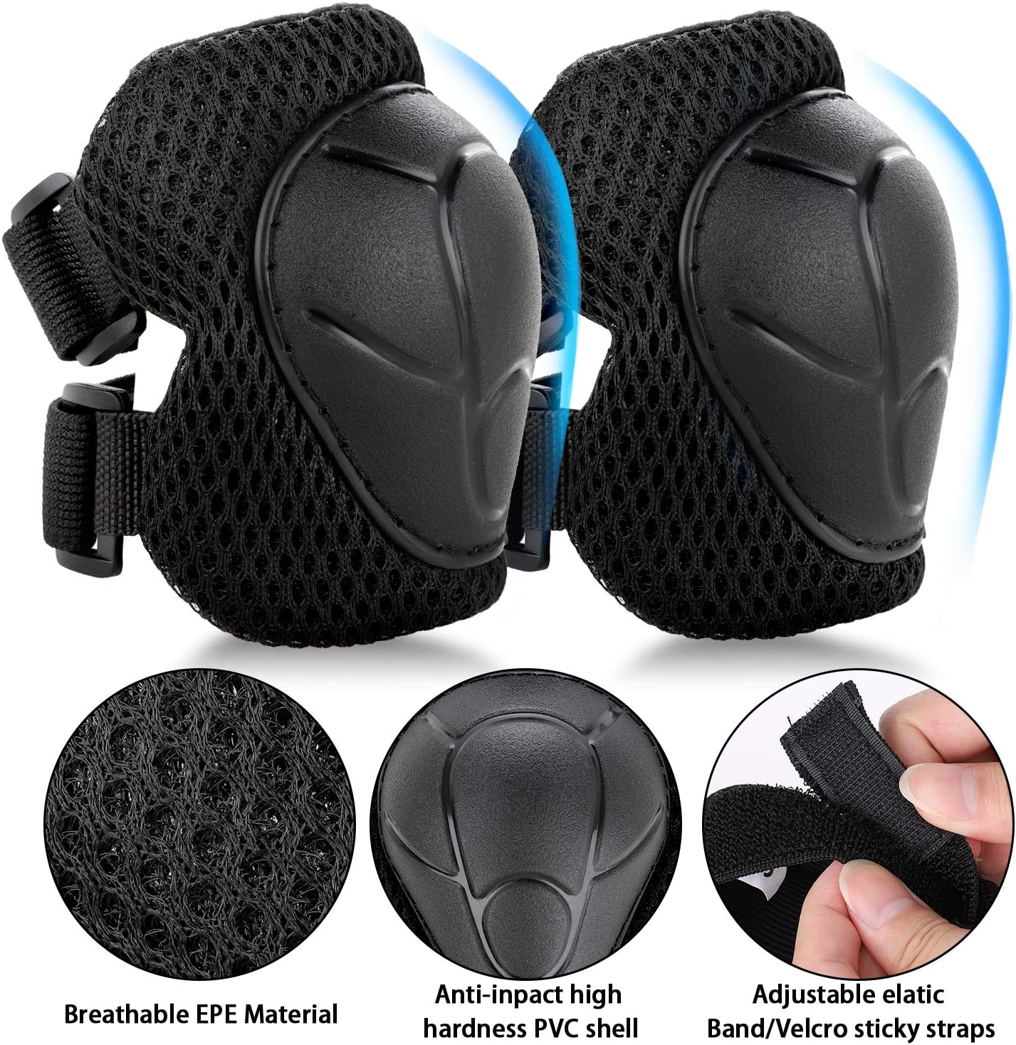 Juego de casco de bicicleta para niños, rodilleras, juego de almohadillas para casco, juego de equipo de protección ajustable para niñas y niños de