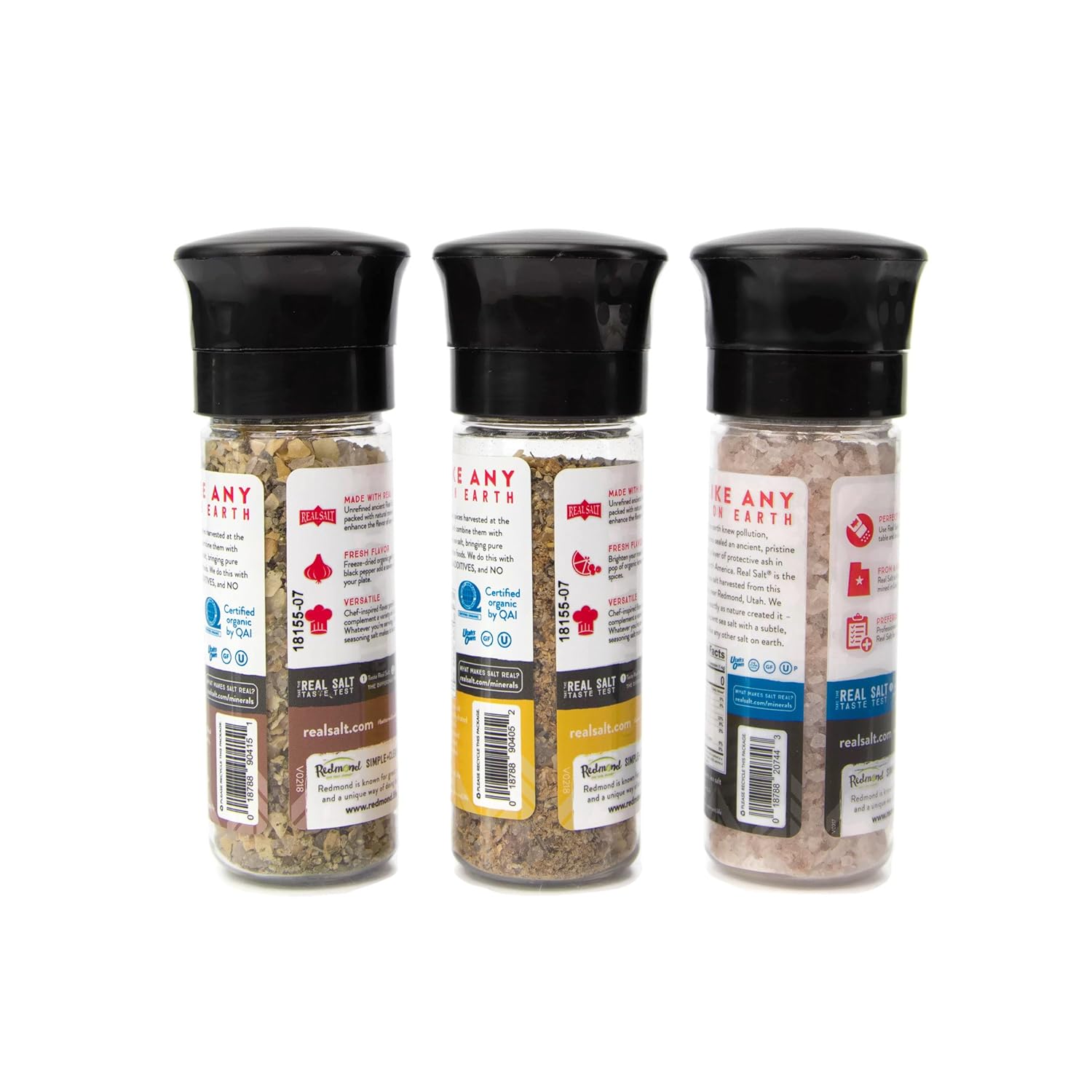 Redmond Sal marina real – Natural sin refinar sin gluten, sal gruesa con molinillo grueso (pimienta de limón, ajo, y original)