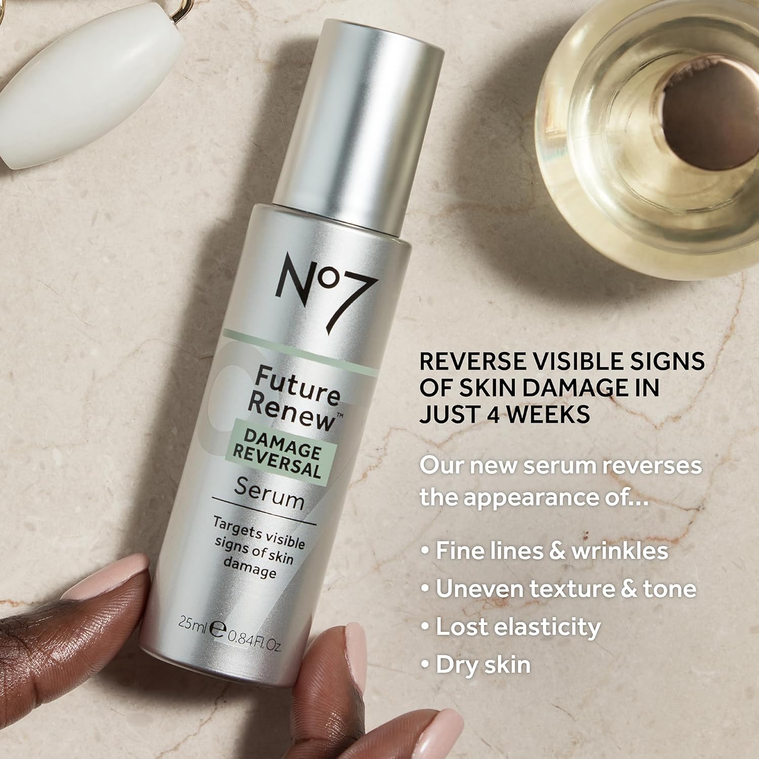 No7 Paquete Future Renew  Suero facial de reversión de daños (0.8 onzas líquidas) y suero para ojos (0.5 fl oz) para piel dañada y envejecida