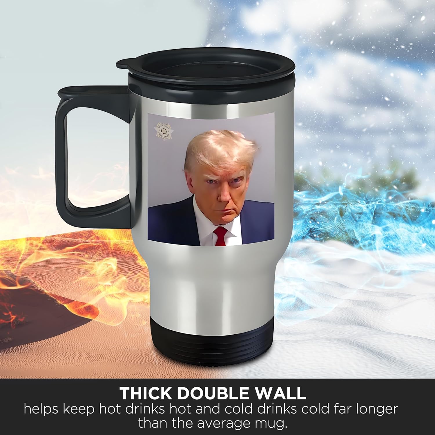 Taza de café Trump Mugshot de 14 onzas  Trump 2023 Georgia Prison Prison Mug Shot Coffee Gift (taza de viaje)