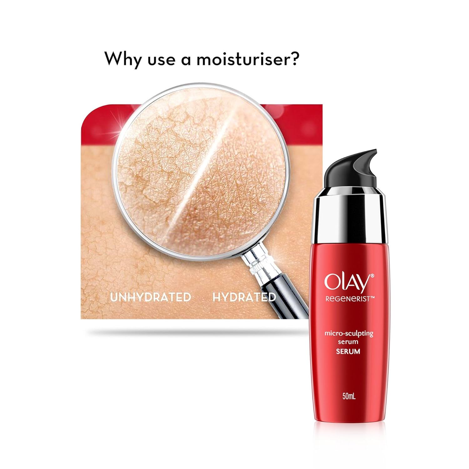 Olay Regenerist Advanced – Suero microescultor antienvejecimiento + hidratación intensa con complejo reafirmante Hydra, crema para la piel, 1.7 fl