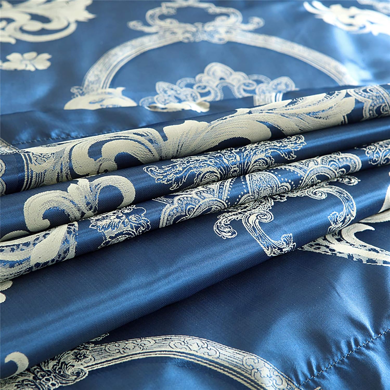 Dencalleus Juego de funda de edredón de satén jacquard de 3 piezas, reversible, de lujo, microfibra de doble cepillado, ultra suave, tamaño