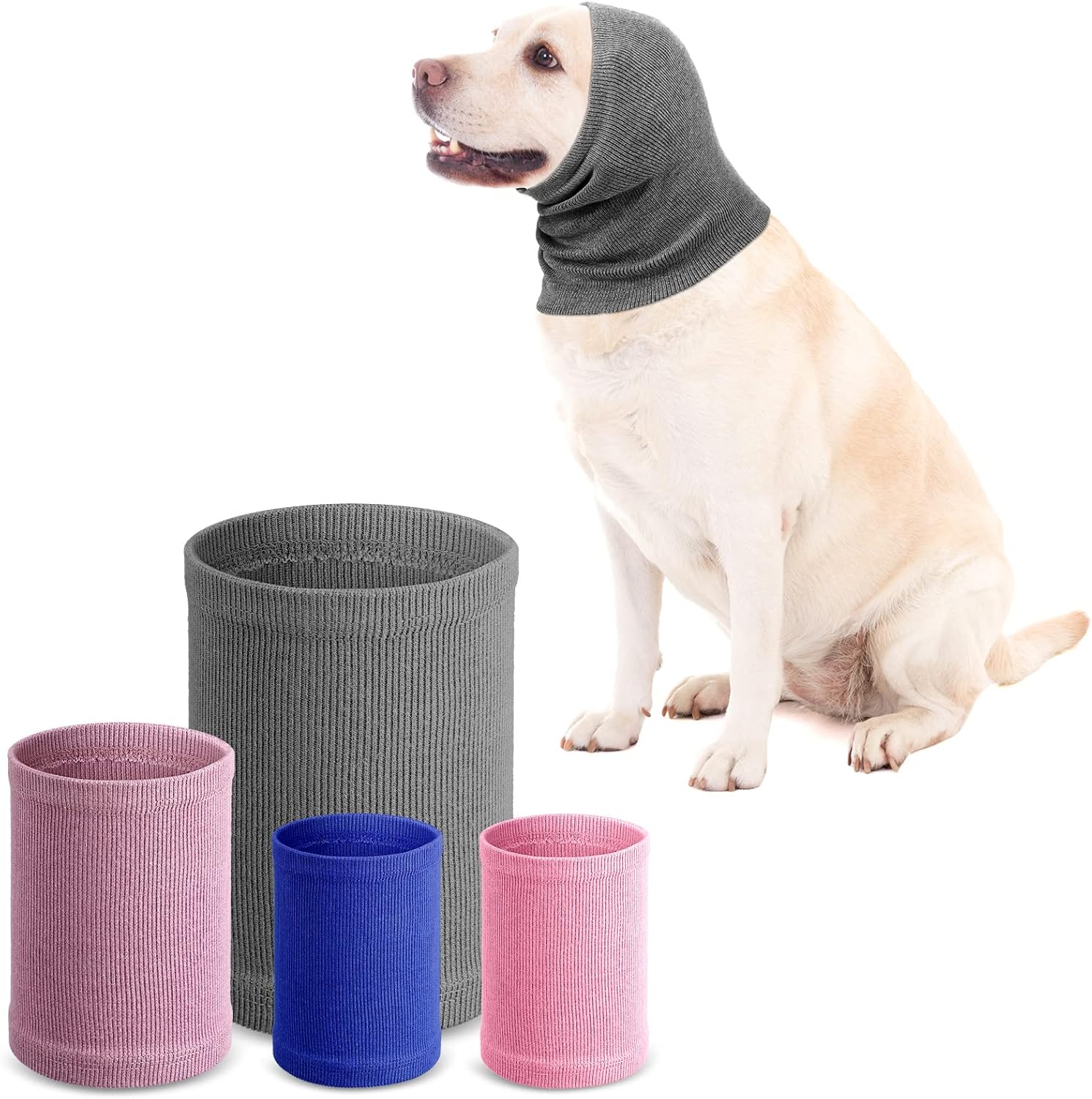 4 piezas de 3 tamaños para perros, cubierta para orejas de perro, sin solapa, a prueba de sonido, para perros, ladridos y baños, bufanda cálida de