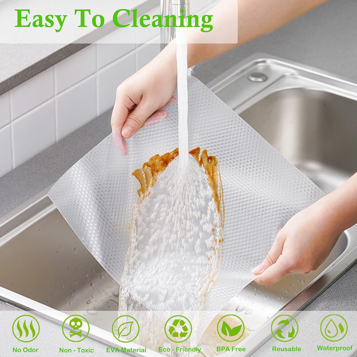 Revestimiento antideslizante para gabinete de EVA resistente al agua, forro de cajón lavable, forro para refrigerador de 12 pulgadas x 20 pies,