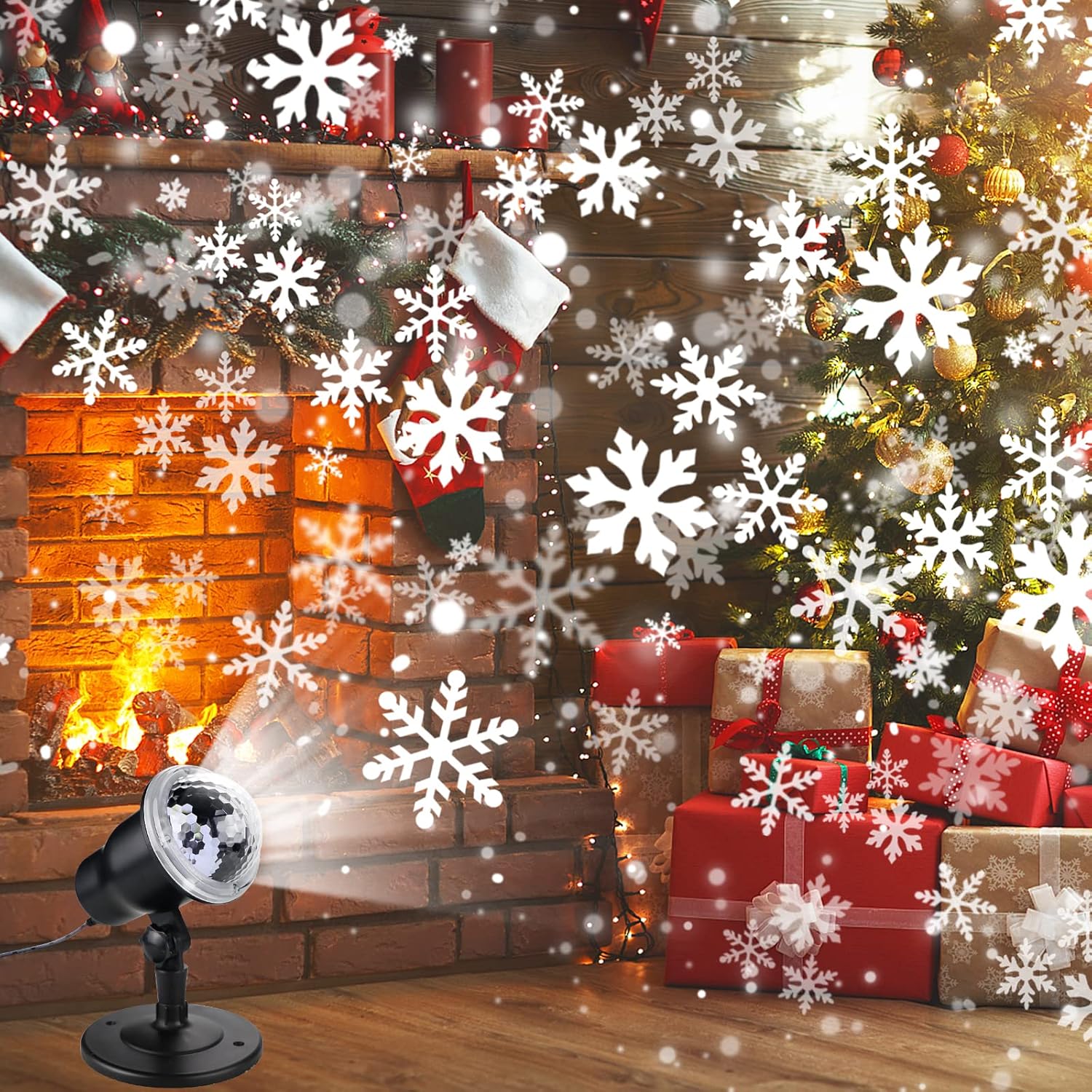 Proyector de luz de Navidad para exteriores, luces de proyector de copo de nieve para interiores, luces navideñas con control remoto, lámpara LED