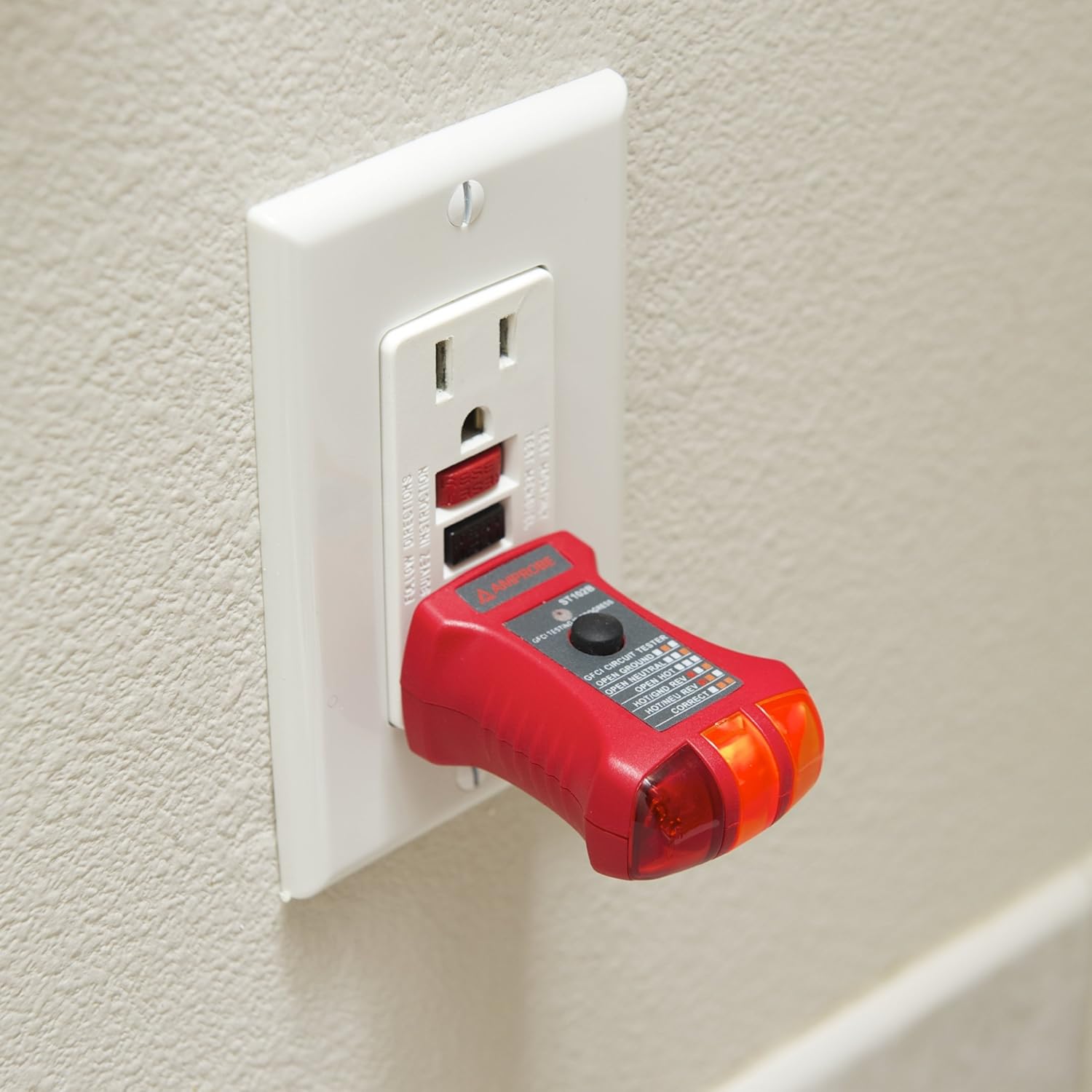 Amprobe ST-102B Probador de zócalo con GFCI, rojo