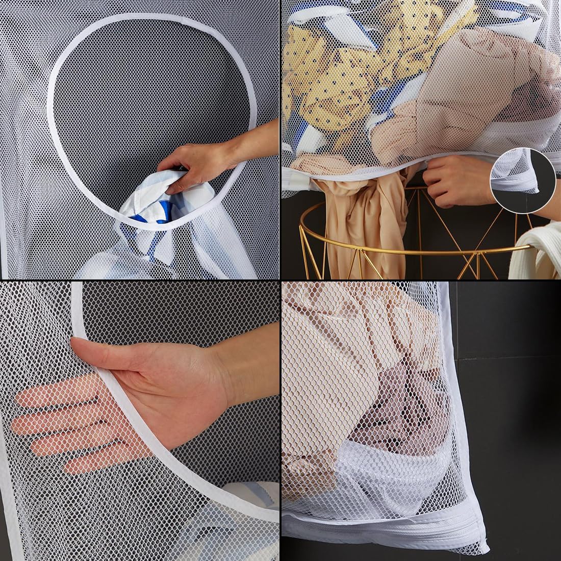Paquete de 2 bolsas de lavandería para colgar en la puerta, bolsa de lavandería de malla, bolsa grande de ropa sucia para colocar sobre la puerta