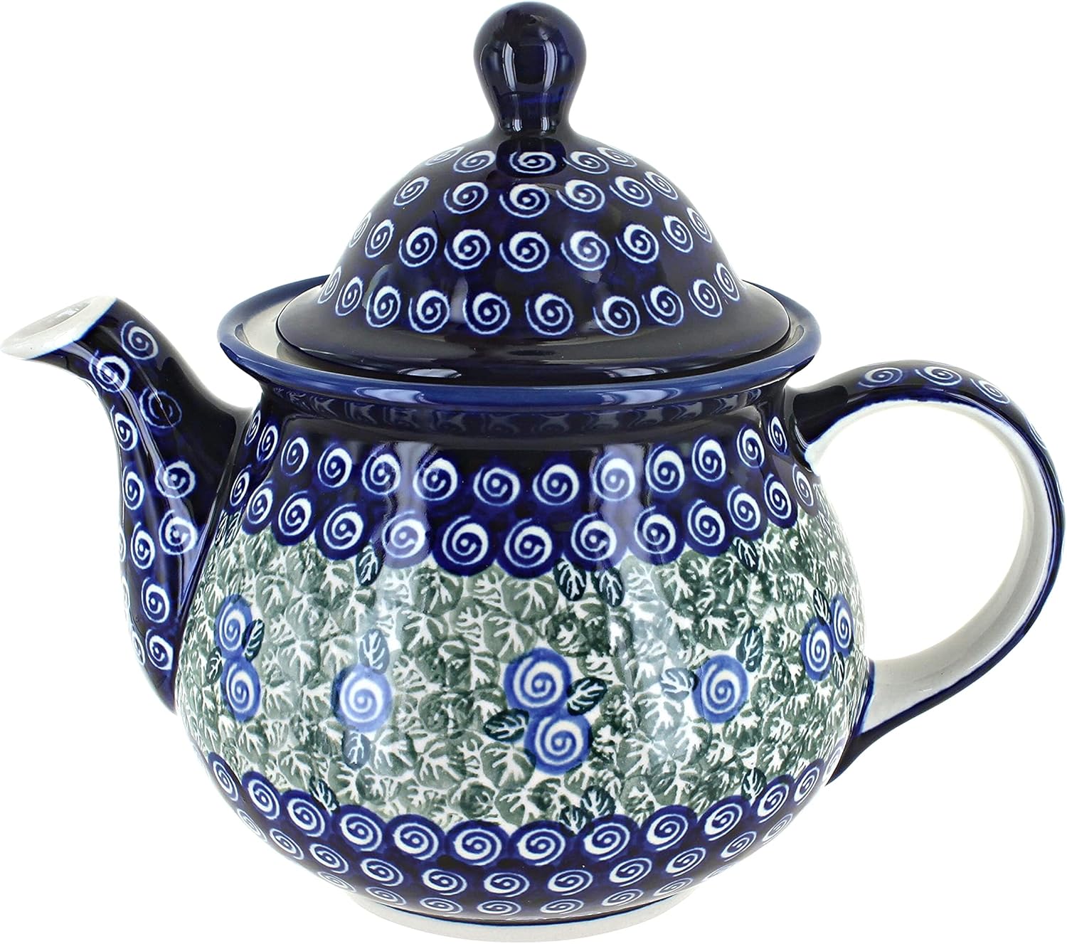 Tetera grande con diseño de rosas azules