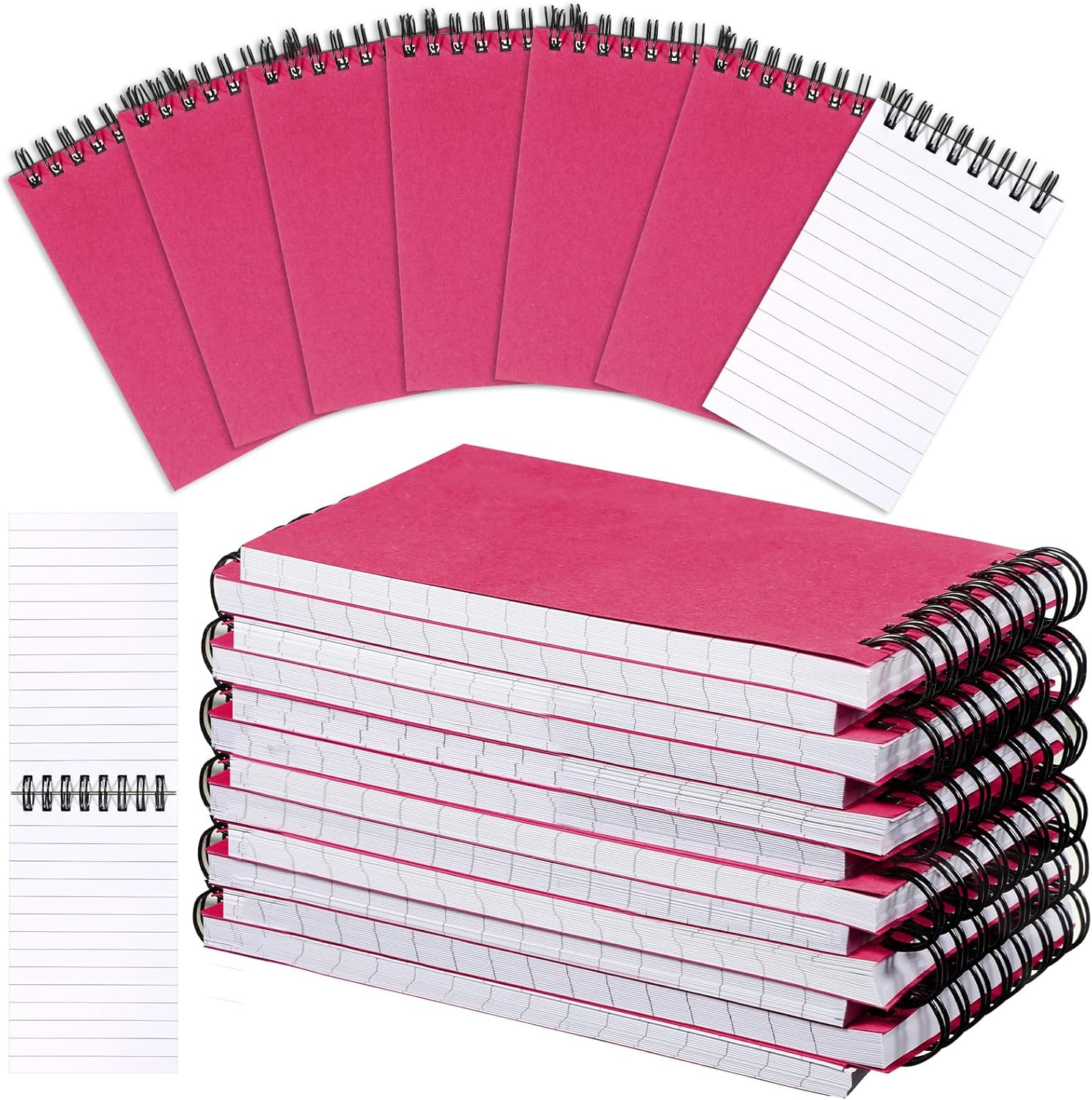 Cholemy 24 cuadernos pequeños en espiral de 3 x 5 pulgadas, mini bloc de notas en espiral, cuadernos de bolsillo encuadernados en la parte superior,