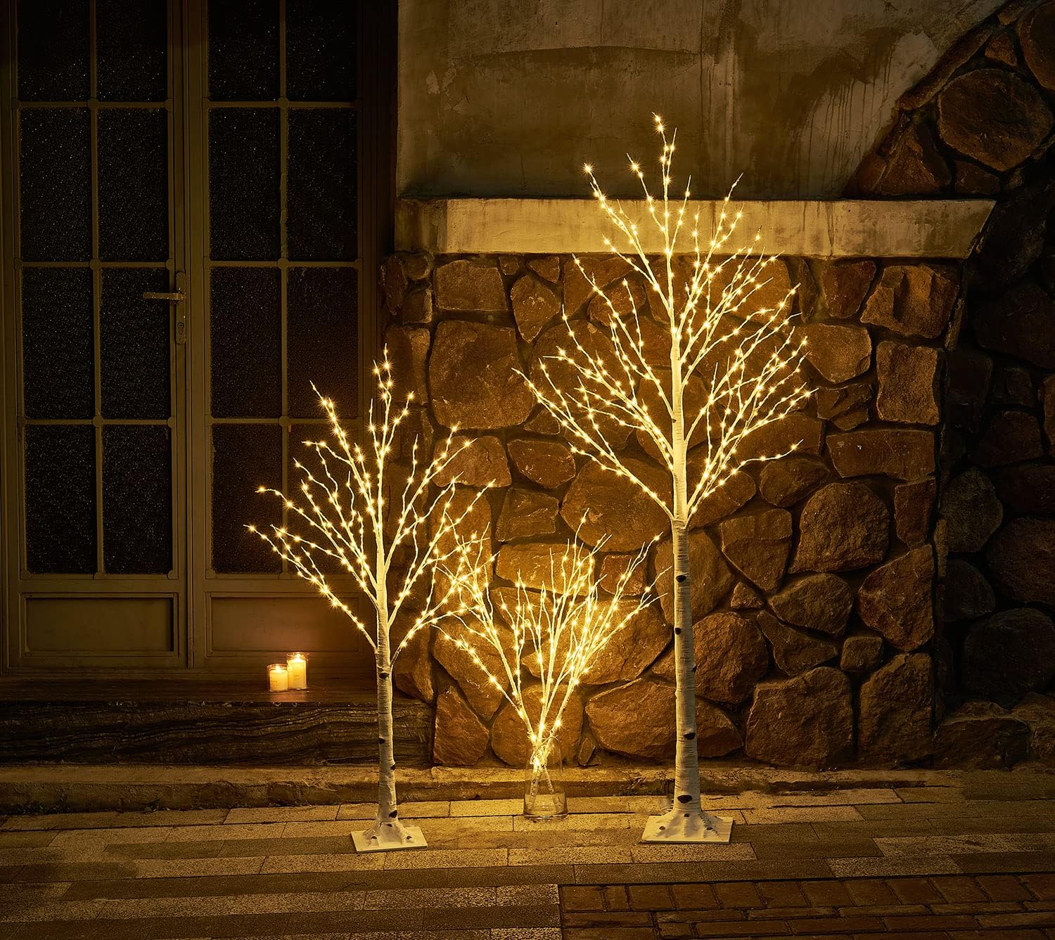 Hairui Árbol de abedul iluminado con luces de hadas de color blanco cálido y multicolor, 8 funciones, 6 pies, árbol sintético con luces para