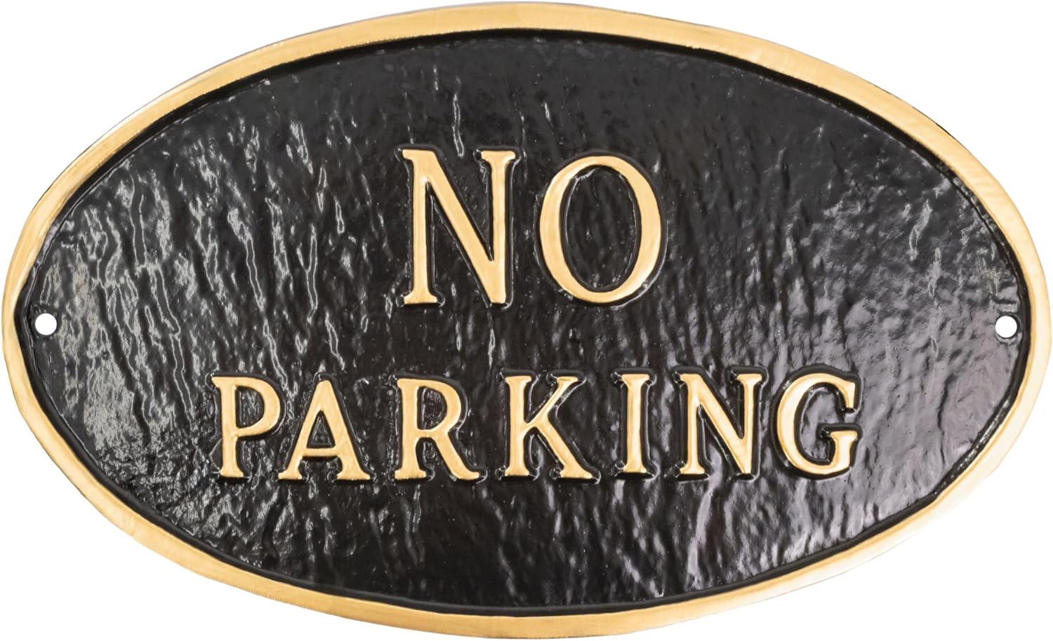 Placa ovalada de metal fundido con inscripción en inglés “No Parking” – Placa de exhibición de pared o césped – Letrero de estacionamiento de