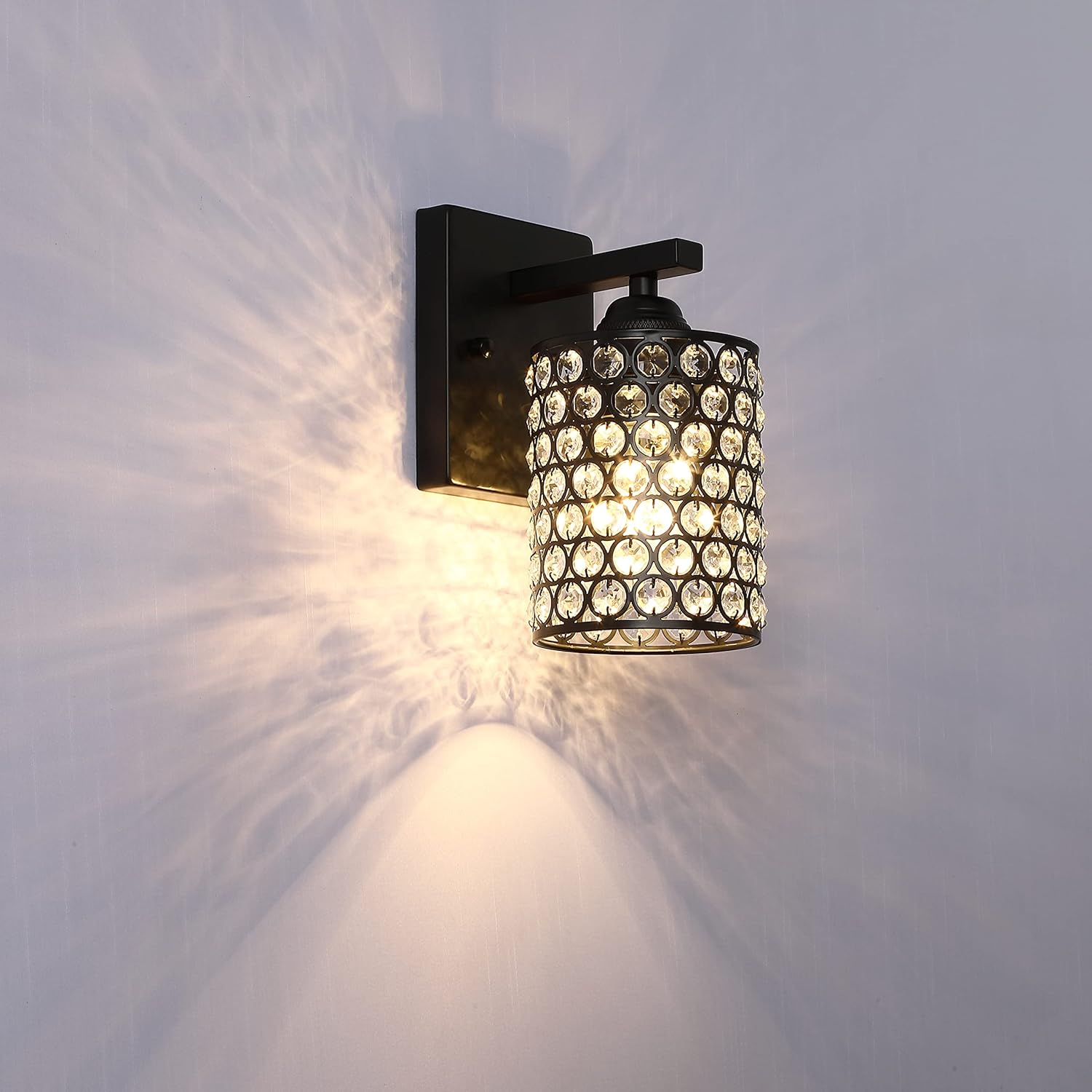 Paquete de 2 apliques de pared de cristal con acabado de bronce aceitado, lámpara de pared de estilo moderno y conciso con pantalla de cristal de