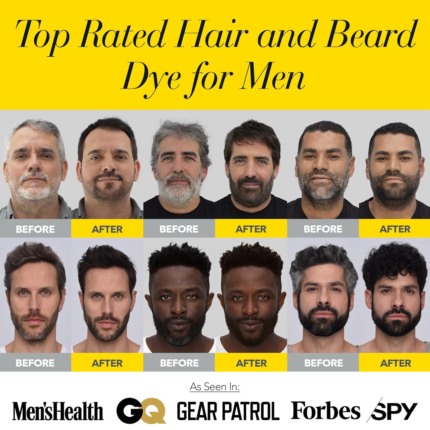 Cleverman Tinte negro para cabello y barba para hombres, kit reutilizable todo en uno  Color para hombre para una cobertura gris de aspecto natural,