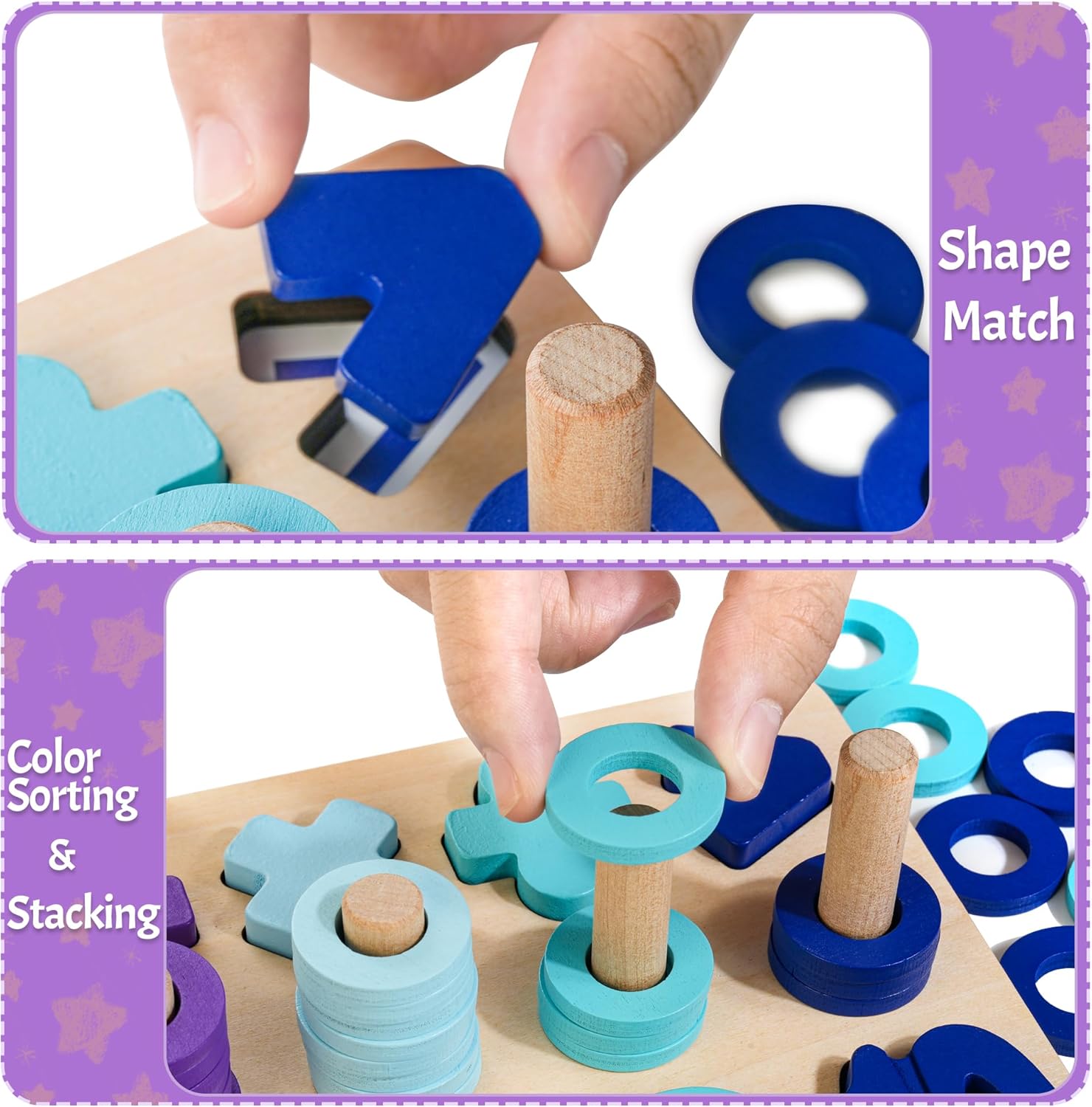Rompecabezas de números de madera para niños pequeños, juguetes Montessori para niños y niñas de 3, 4 y 5 años, juego de conteo de apilamiento de