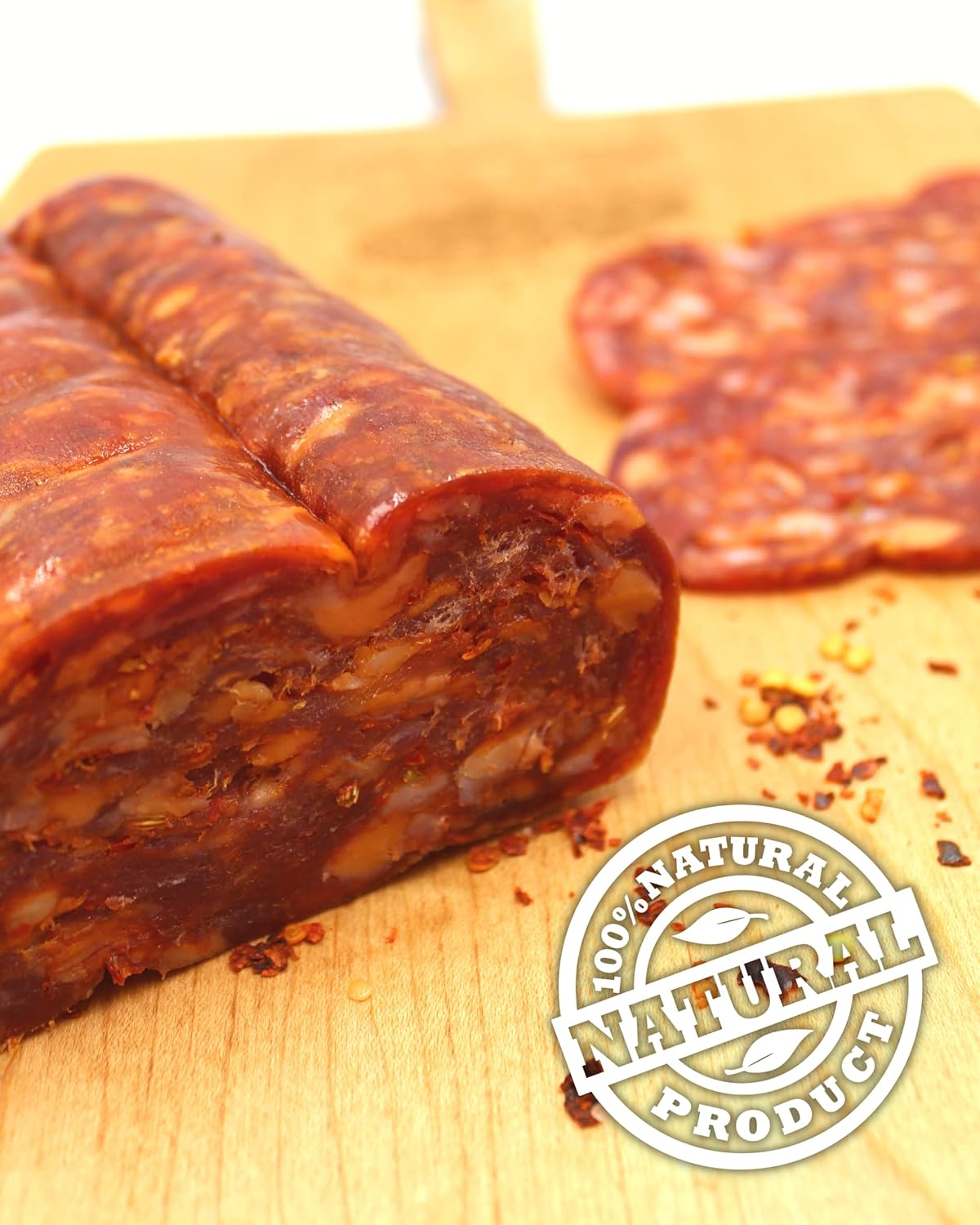 Fortuna’s Calabrese Spianata Salame – Salame picante, sin gluten, sin nitratos y 100% natural, fabricado en EE. UU., Salame curado en seco de 16