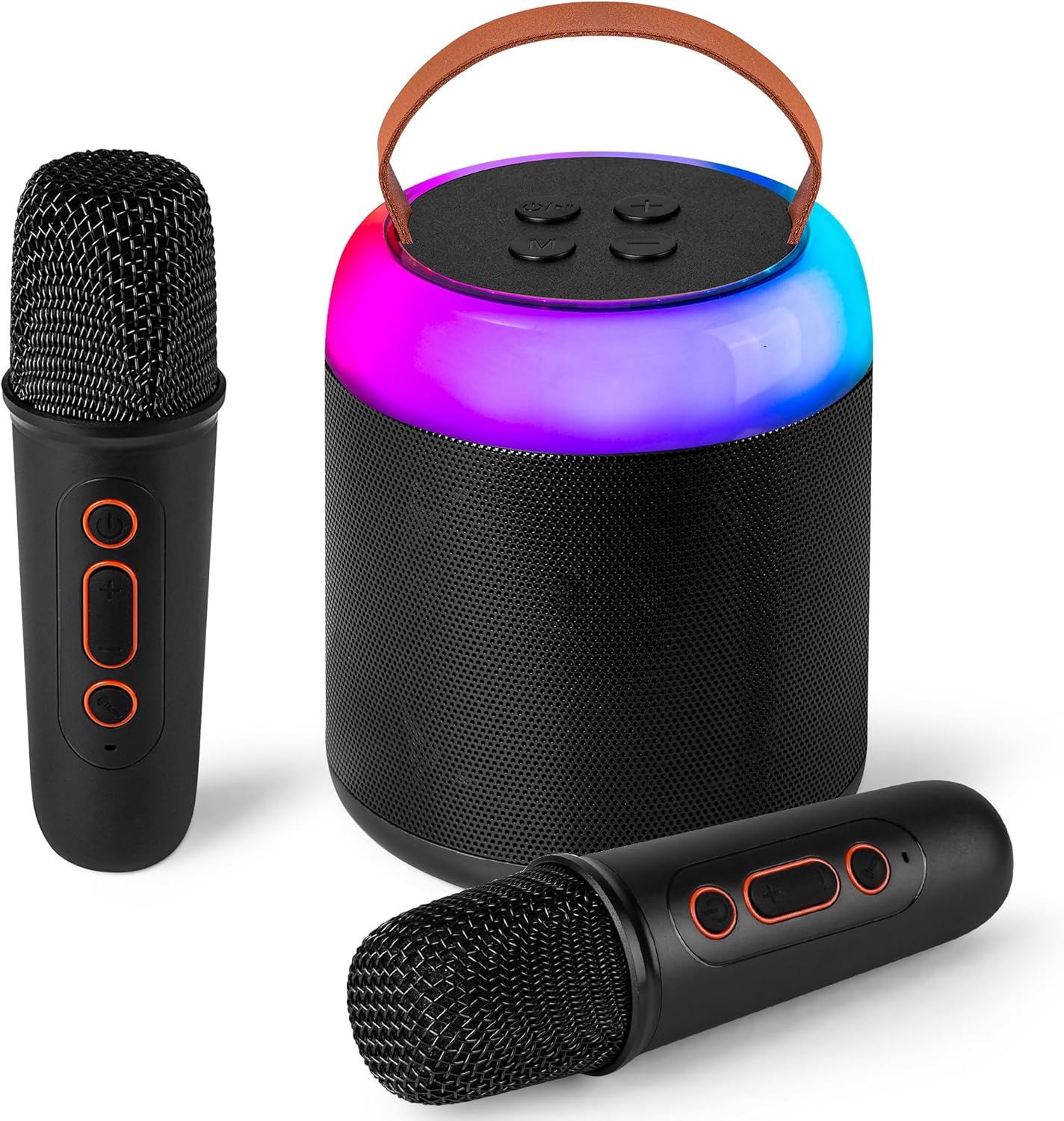 Mini máquina de karaoke con 2 micrófonos inalámbricos para niños y adultos, altavoz Bluetooth portátil de juguete para niñas y niños de 2, 4, 5, 6,