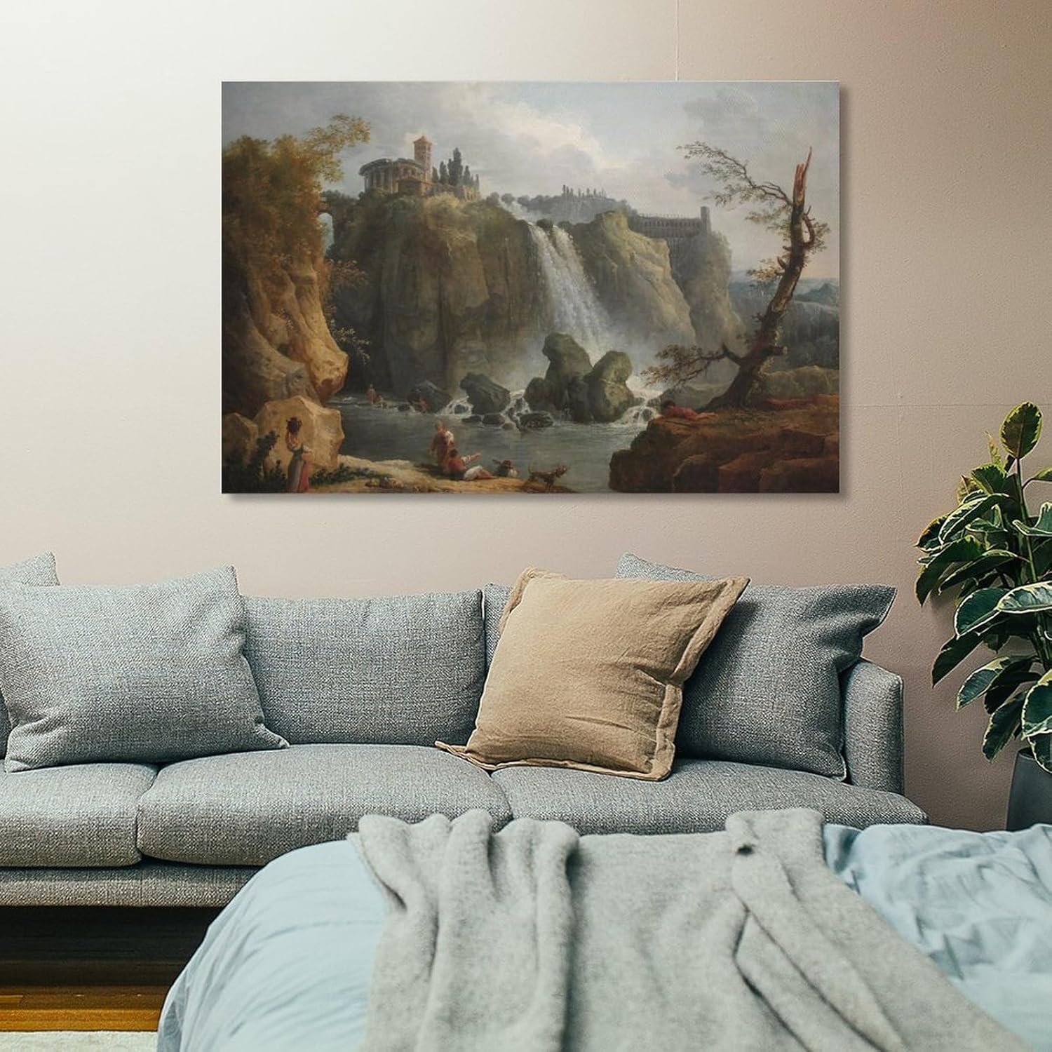 Póster estético de las cataratas de Tivoli Marius Hubert Robert Painter para habitación, arte impreso, pintura de pared, pósteres en lienzo, regalos