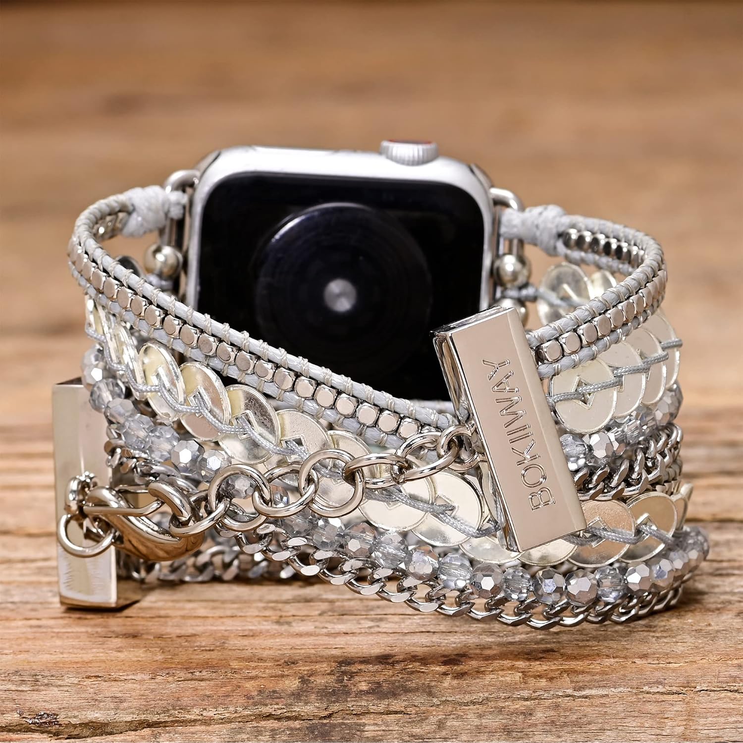 BOKIIWAY Pulsera de reloj bohemia compatible con Apple Watch Series 87654321SE  Correa de reloj bohemia para mujer  Correa de reloj de cuero