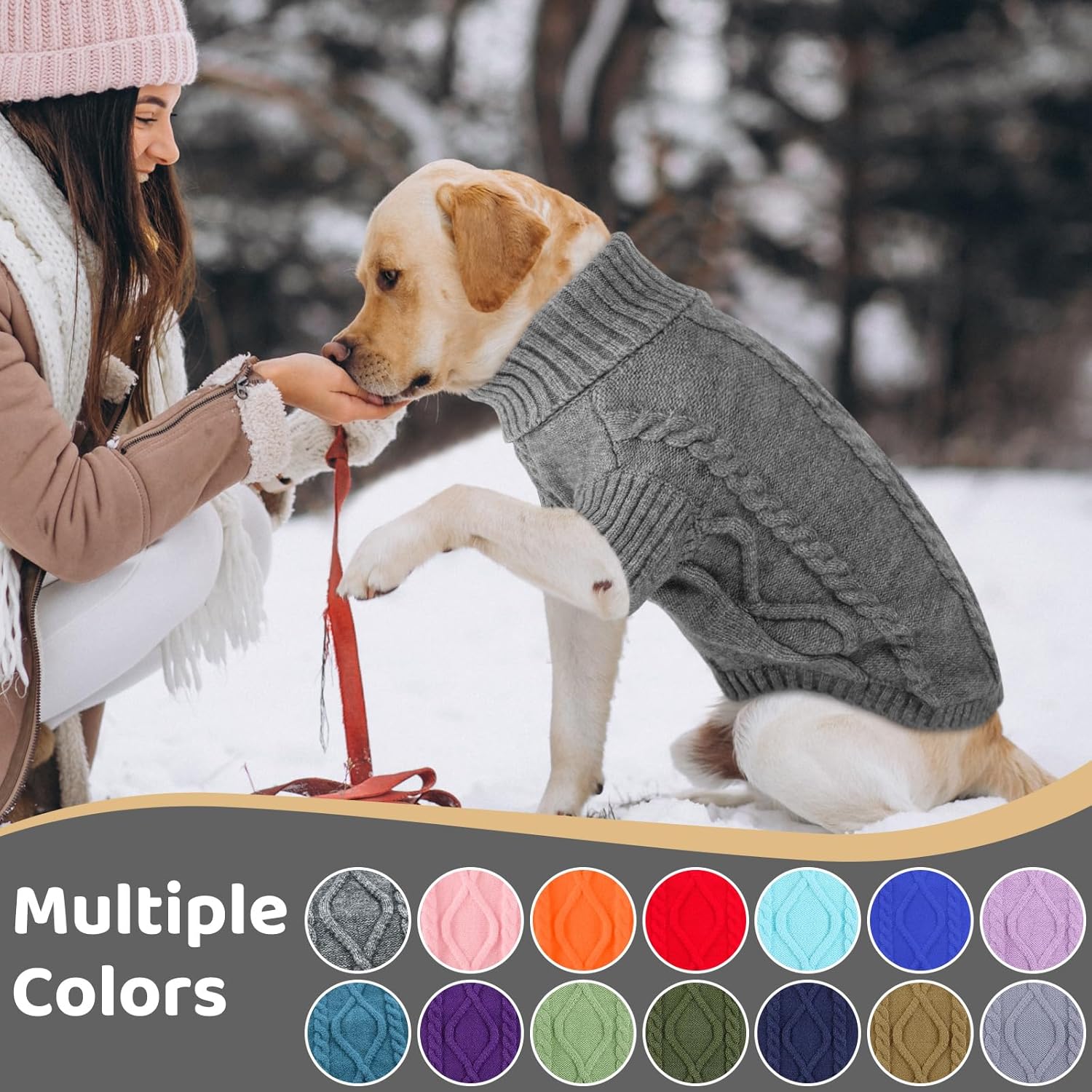 Queenmore Suéter pequeño para perro, ropa de punto trenzado para clima frío, ropa clásica de cuello alto grueso y cálida para chihuahua, bulldog,