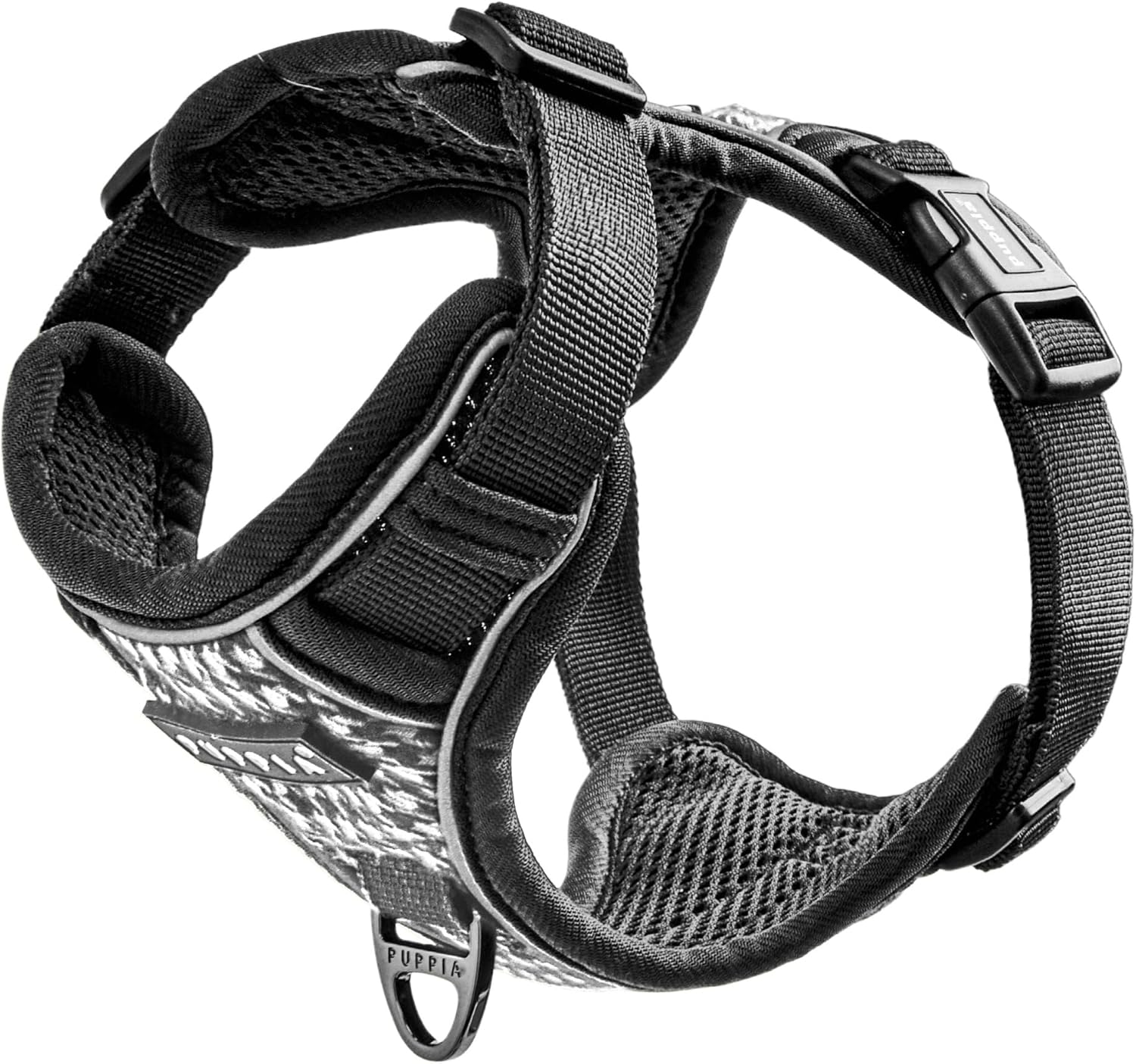 Puppia Conall – Arnés para perro con patrón de pata de gallo, resistente, ajustable, para cuello y pecho, reflectante para perros pequeños y