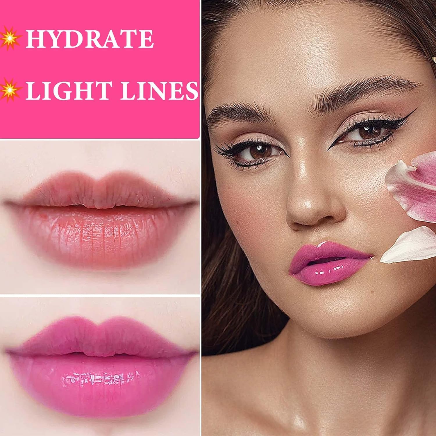Aceite de labios voluminoso, aceite hidratante para labios, brillo de labios, bálsamo labial tintado, aceite labial transparente con cepillo grande,