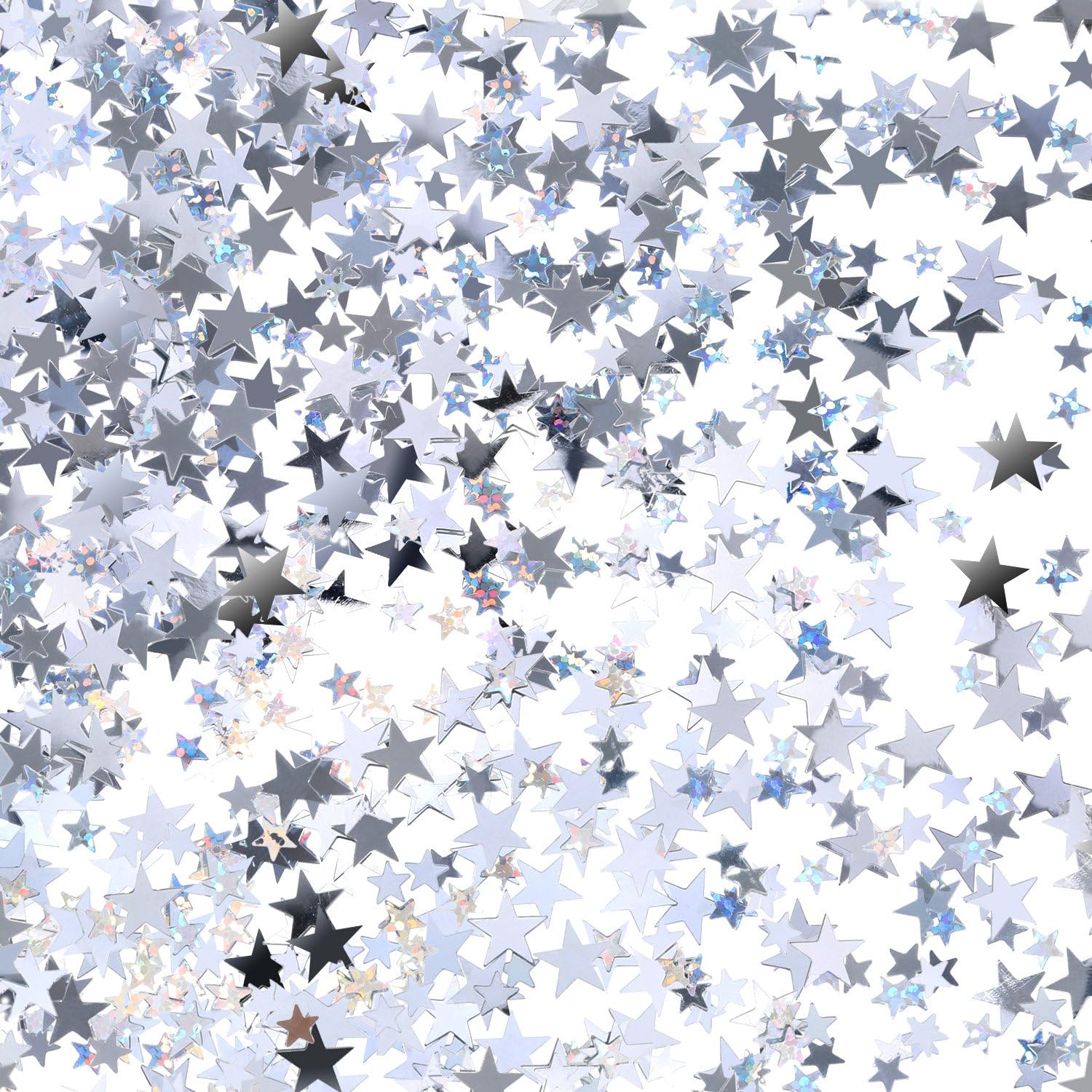 Confeti de estrella metálico plateado con purpurina para decoración de bodas, fiestas de cumpleaños, 2.1 onzas